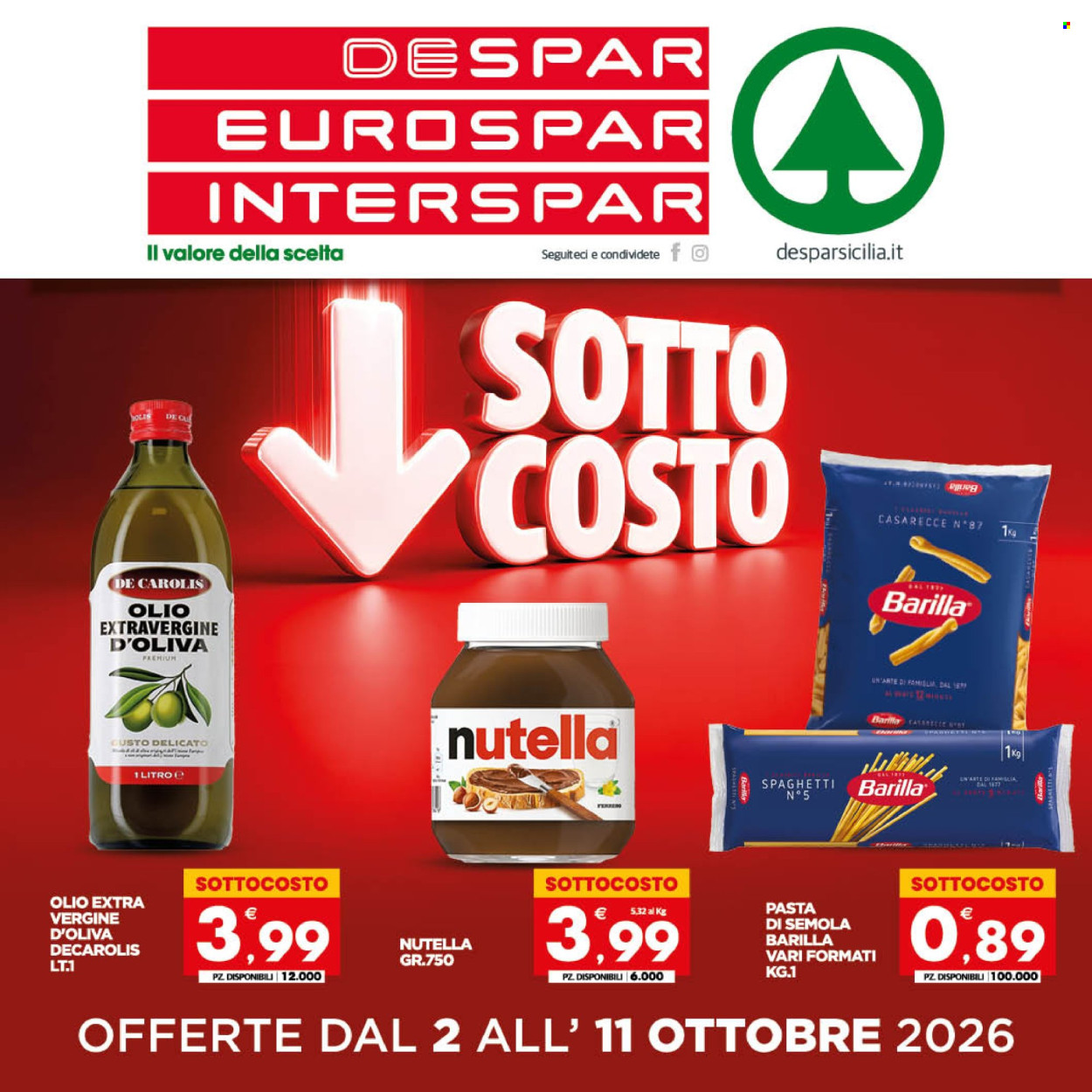 Volantino Eurospar - 2/10/2026 - 11/10/2026. Pagina 1