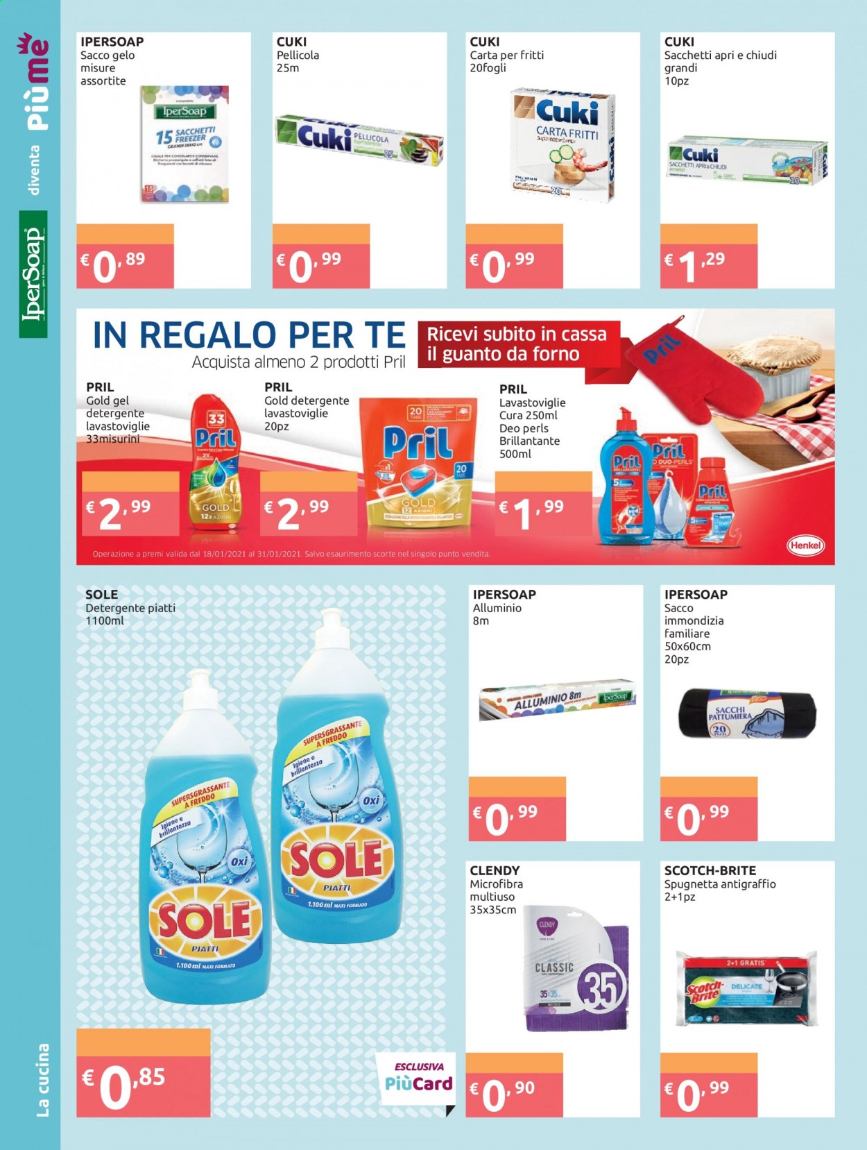 thumbnail - Volantino IperSoap - 18/1/2021 - 31/1/2021 - Prodotti in offerta - detergente, brillantante, Pril, detergente per piatti, Cuki, sacchetti, pellicola. Pagina 6.