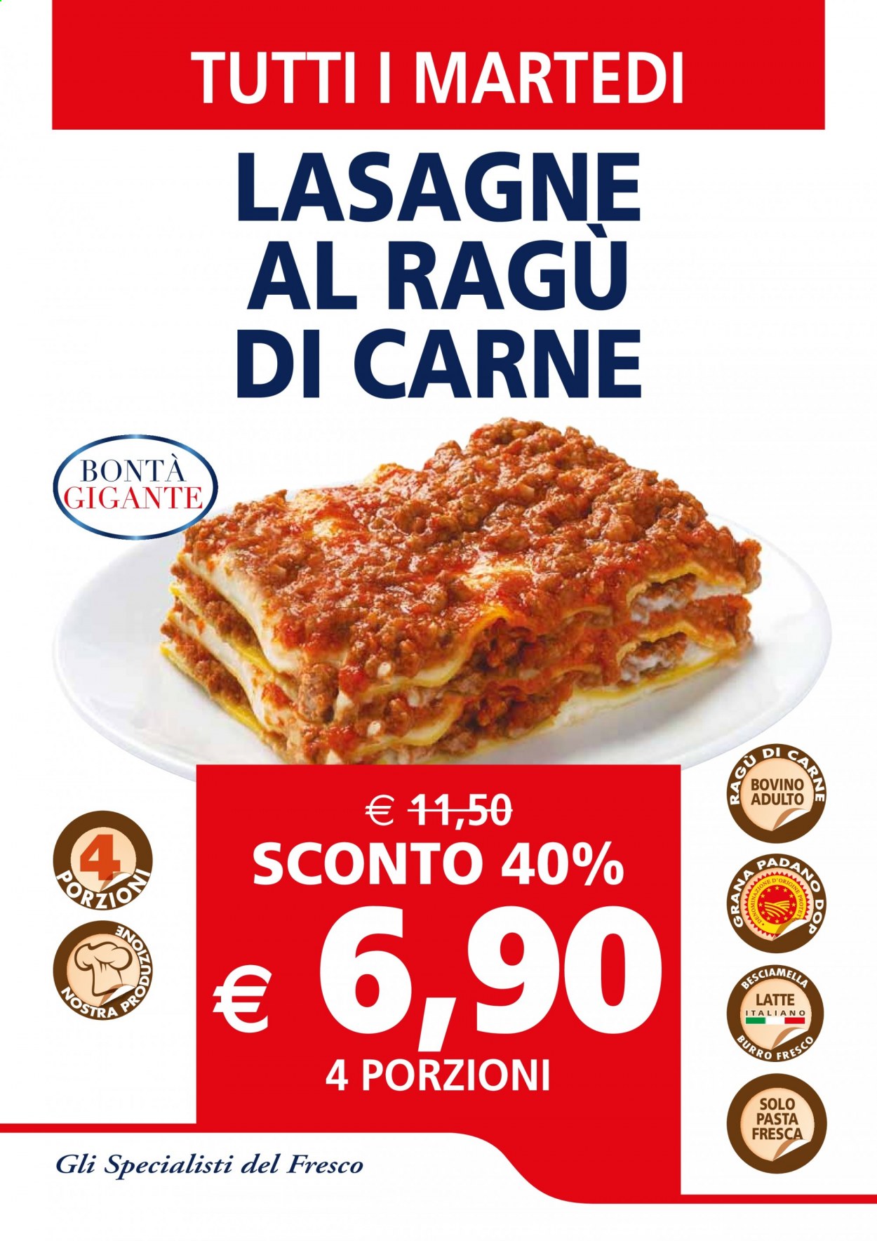 thumbnail - Volantino Il Gigante - Prodotti in offerta - manzo, lasagne, ragù, latte, burro, pasta fresca. Pagina 3.