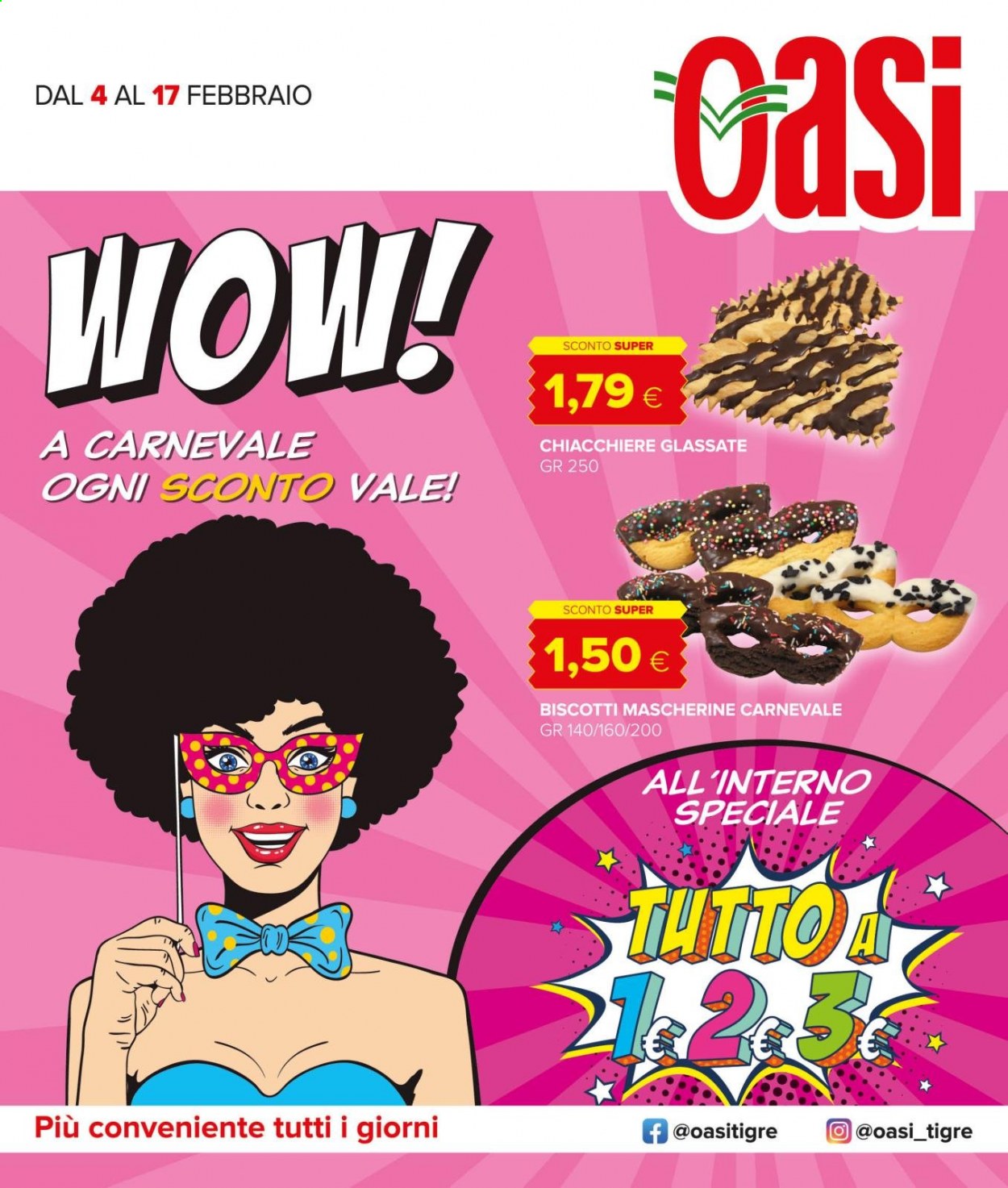 thumbnail - Volantino Oasi - 4/2/2021 - 17/2/2021 - Prodotti in offerta - biscotti, mascherina. Pagina 1.