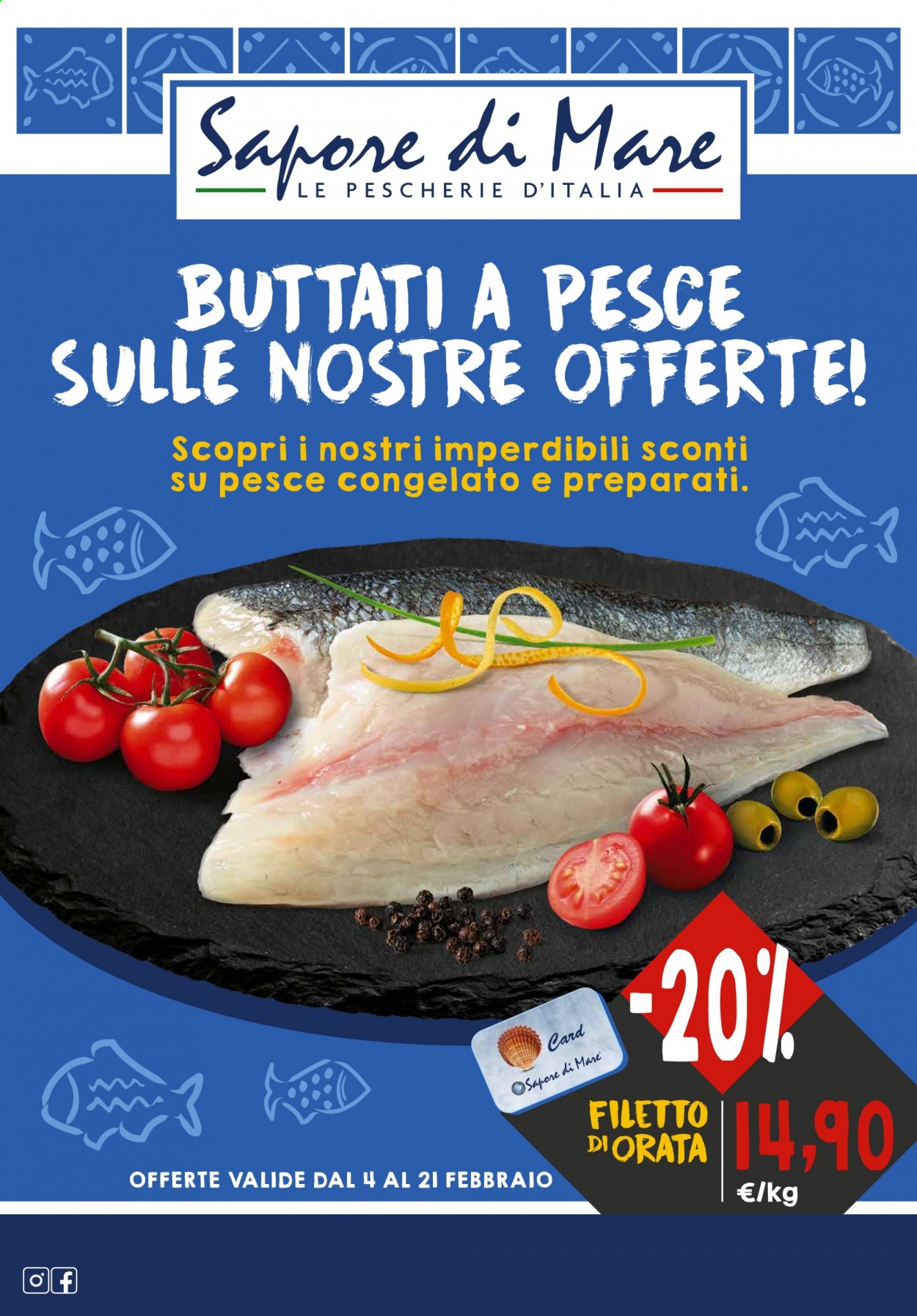 thumbnail - Volantino Sapore di Mare - 4/2/2021 - 21/2/2021 - Prodotti in offerta - pesce, orata. Pagina 1.