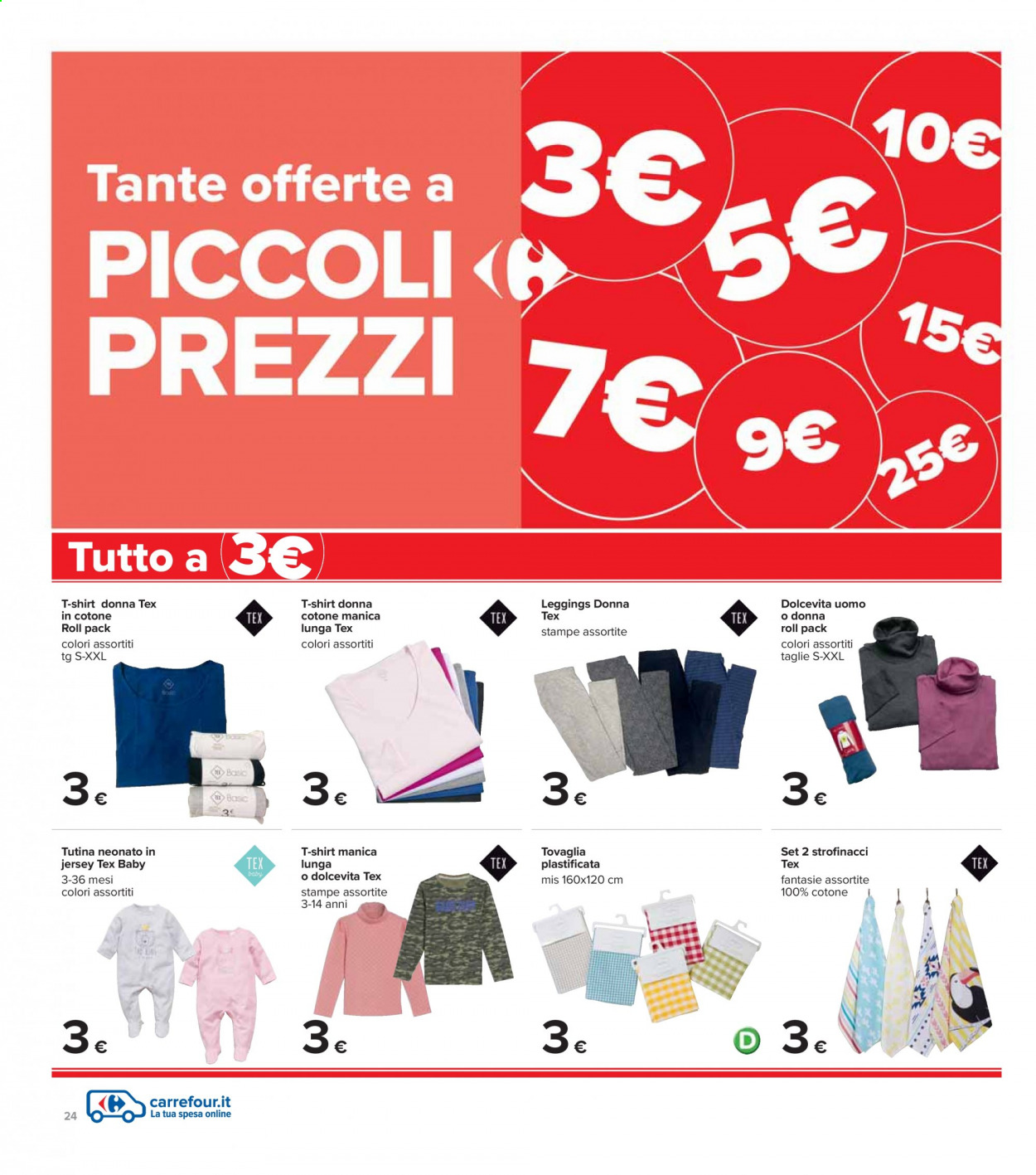 thumbnail - Volantino Carrefour - 11/2/2021 - 25/2/2021 - Prodotti in offerta - tovaglia, strofinaccio, t-shirt, leggings. Pagina 24.