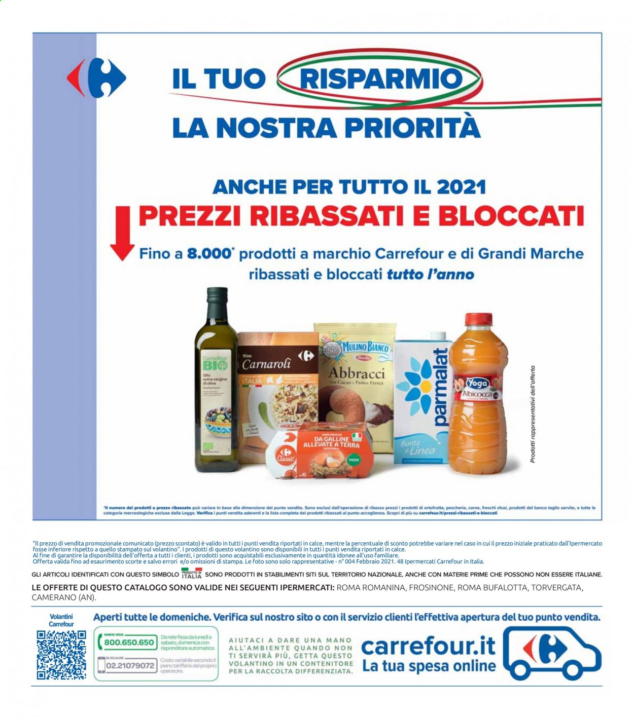 thumbnail - Volantino Carrefour - 11/2/2021 - 25/2/2021 - Prodotti in offerta - Mulino Bianco, Parmalat, panna fresca, riso carnaroli, contenitore. Pagina 36.