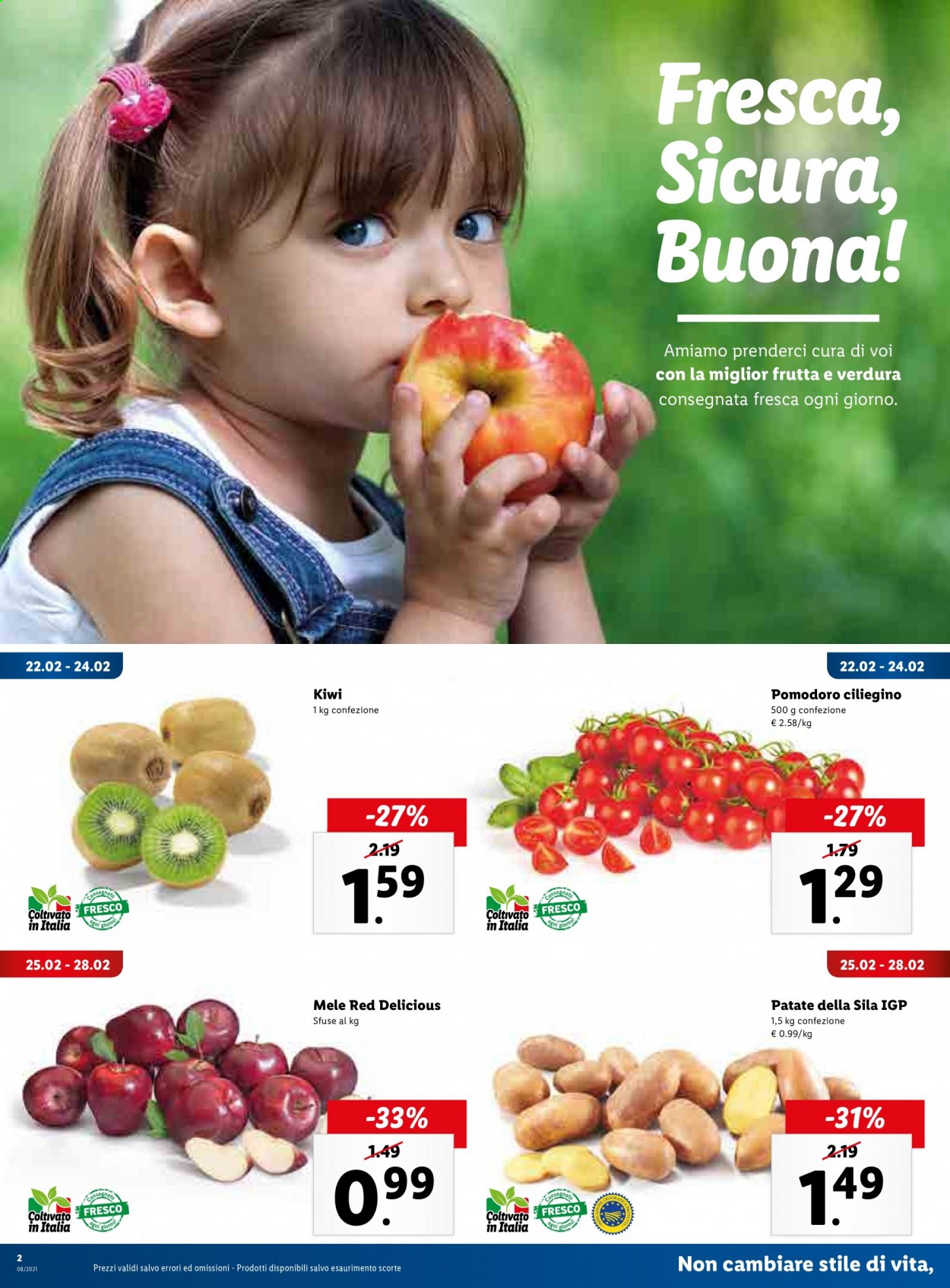 thumbnail - Volantino Lidl - 18/2/2021 - 28/2/2021 - Prodotti in offerta - patate, pomodorini, pomodori, mele, Red Delicious, kiwi. Pagina 2.