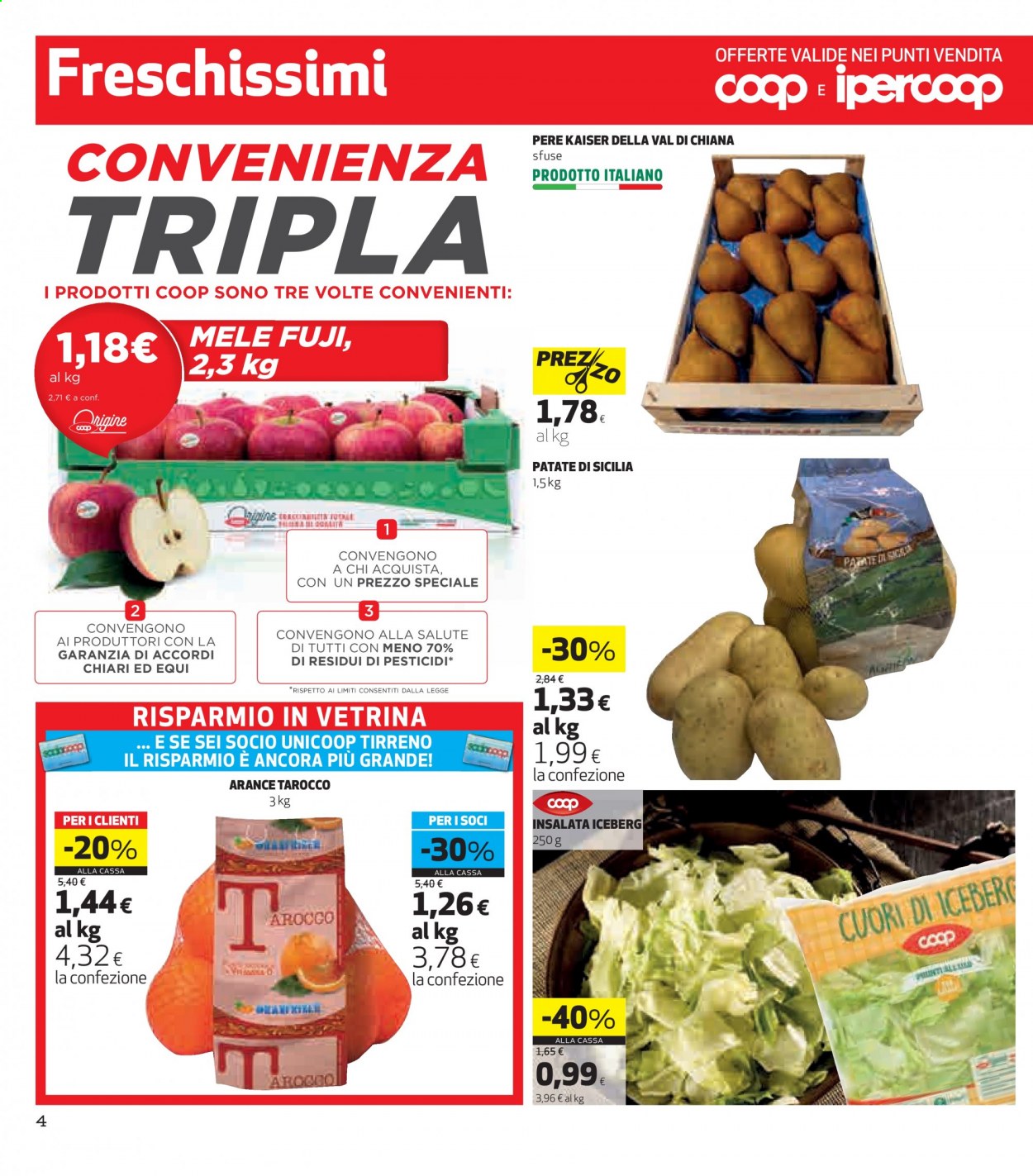 thumbnail - Volantino Coop - 25/2/2021 - 10/3/2021 - Prodotti in offerta - patate, lattuga iceberg, mele, arance, pere. Pagina 4.
