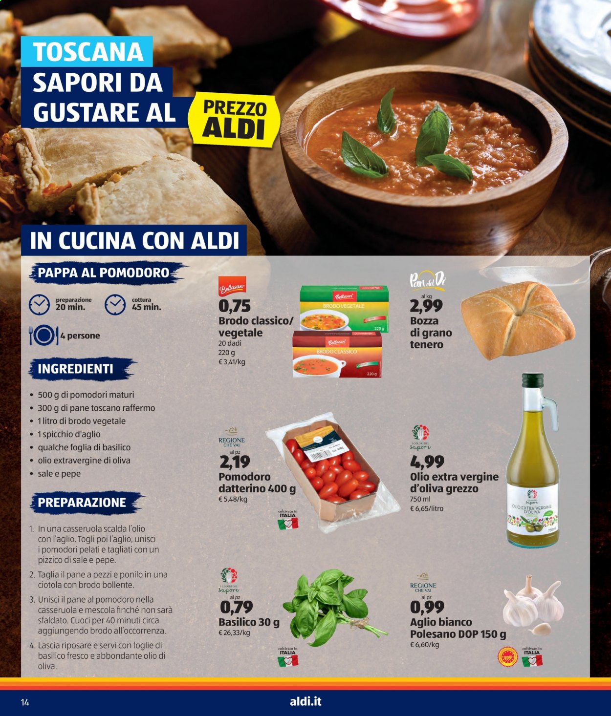thumbnail - Volantino Aldi - 1/3/2021 - 7/3/2021 - Prodotti in offerta - pane, pomodori pelati, ciotola. Pagina 14.