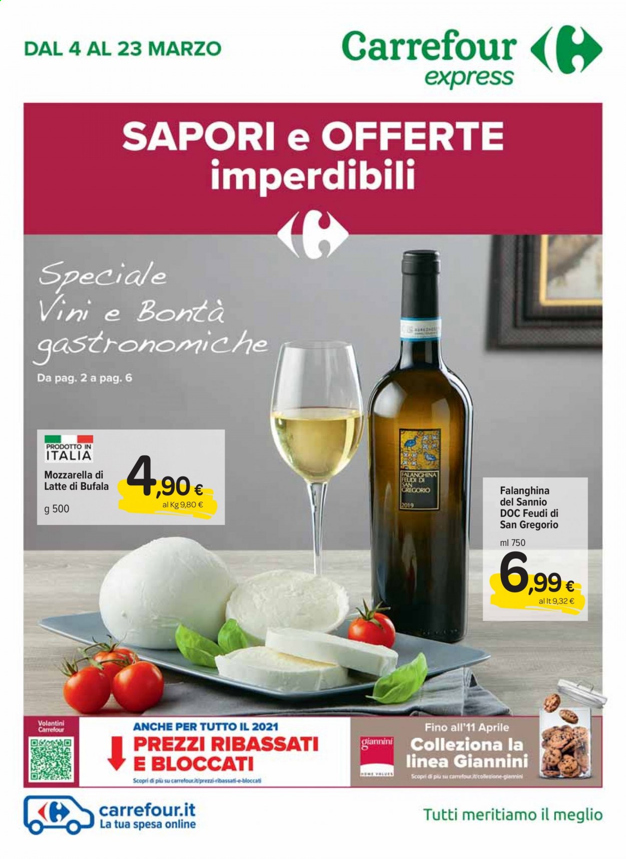 thumbnail - Volantino Carrefour - 4/3/2021 - 23/3/2021 - Prodotti in offerta - mozzarella, mozzarella di bufala. Pagina 1.