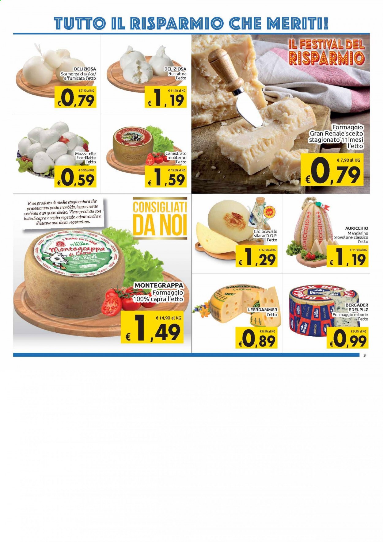 thumbnail - Volantino Carrefour - 2/3/2021 - 14/3/2021 - Prodotti in offerta - formaggio, Leerdammer, caciocavallo, canestrato, Fior di Latte, provolone, scamorza, latte, pasta. Pagina 3.