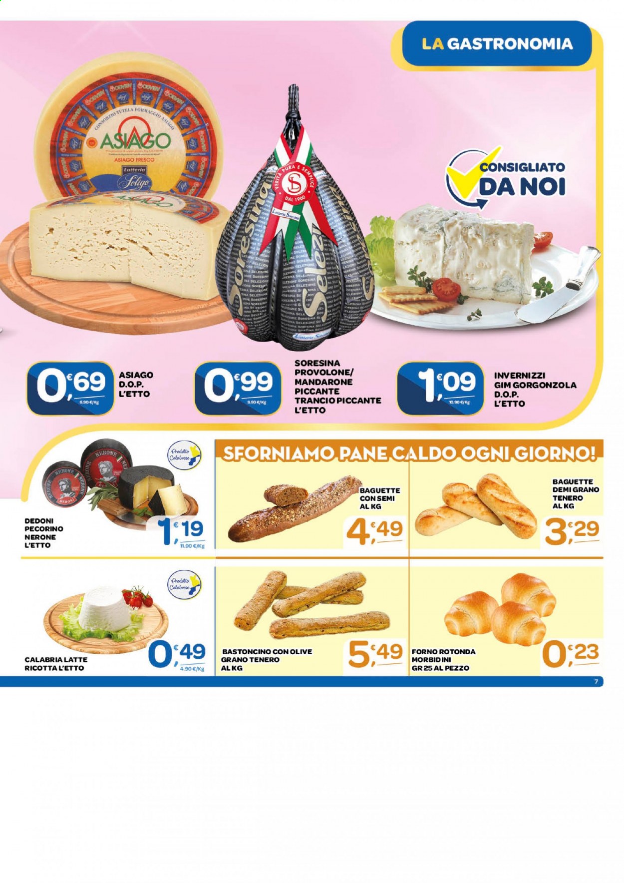 Volantino Carrefour - 3/3/2021 - 15/3/2021 - Prodotti in offerta - pane, baguette, formaggio, provolone, ricotta, pecorino, gorgonzola, Asiago, latte, forno. Pagina 7.