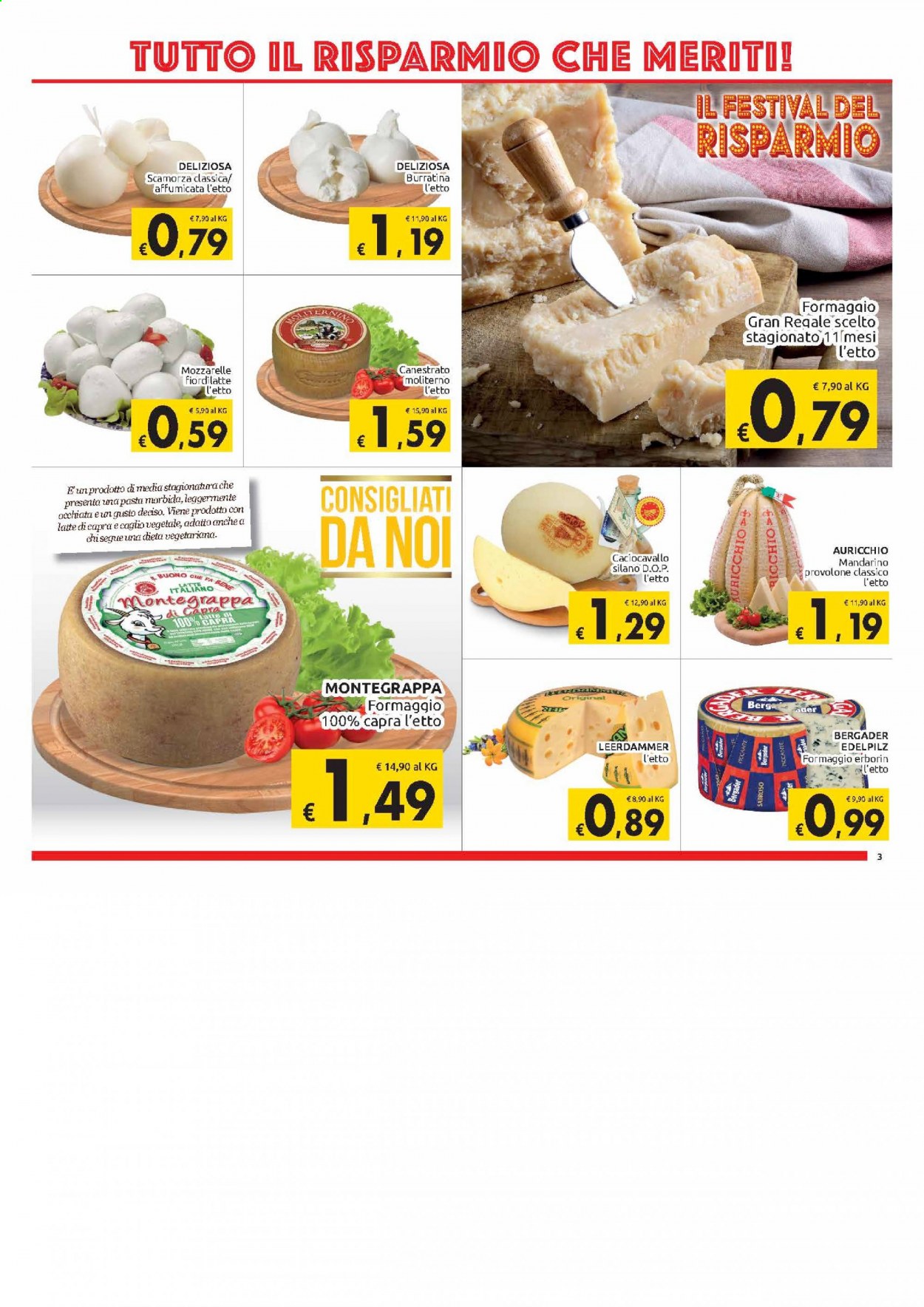 Volantino Carrefour - 2/3/2021 - 13/3/2021 - Prodotti in offerta - formaggio, Leerdammer, caciocavallo, canestrato, provolone, scamorza, latte, pasta. Pagina 3.