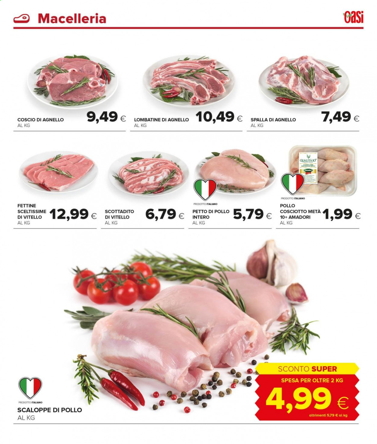 thumbnail - Volantino Oasi - 6/3/2021 - 19/3/2021 - Prodotti in offerta - petto di pollo, scaloppine di pollo, Amadori, vitello. Pagina 3.
