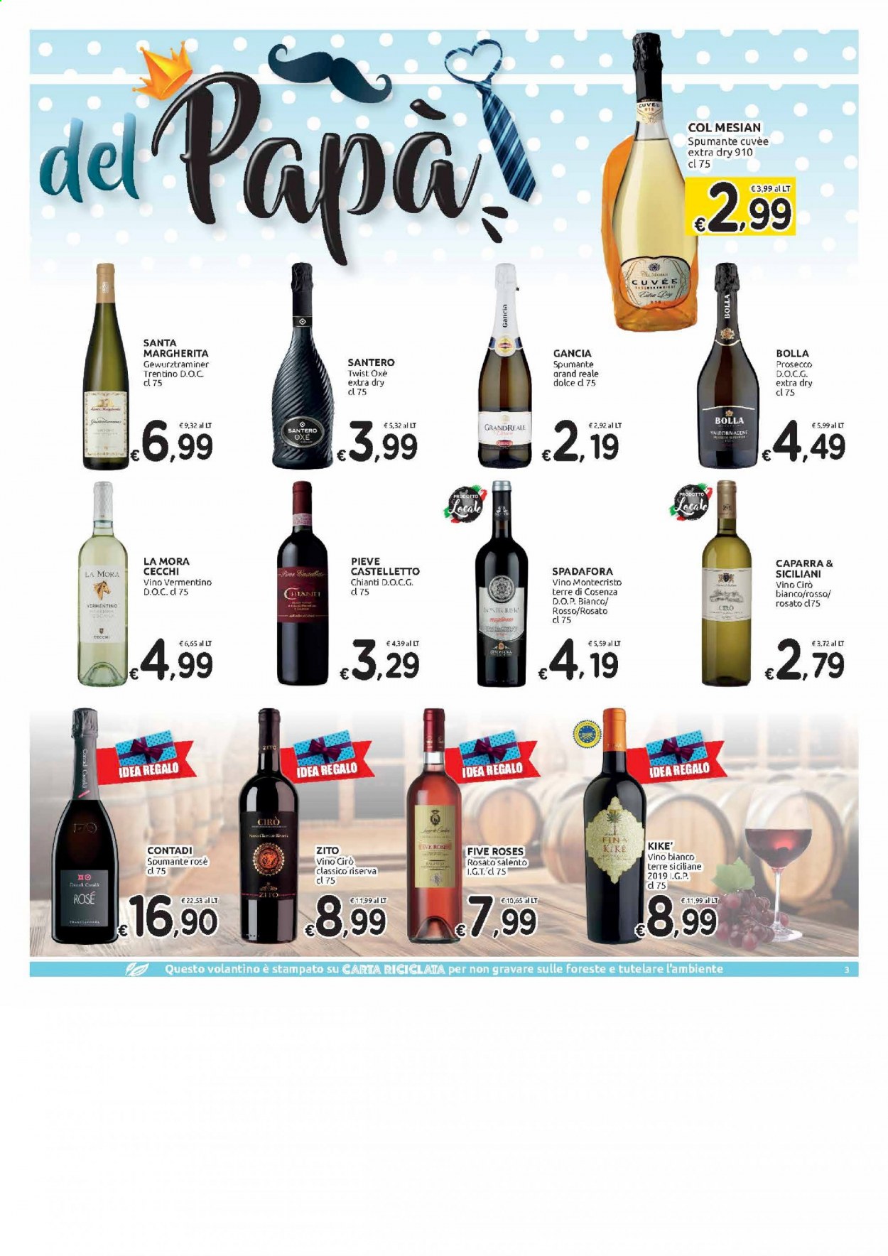 Volantino Carrefour - 10/3/2021 - 22/3/2021 - Prodotti in offerta - pizza Margherita, vino bianco, Spumante, Chianti, Prosecco, vino, Vermentino. Pagina 3.