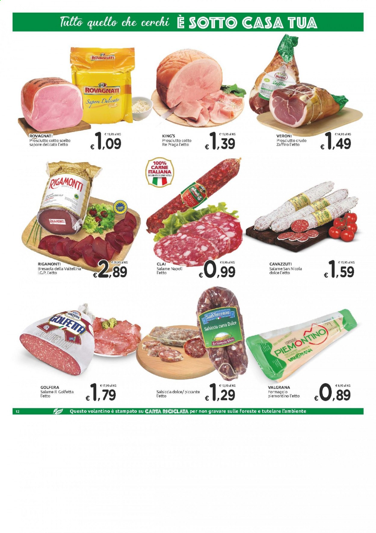 Volantino Carrefour - 9/3/2021 - 20/3/2021 - Prodotti in offerta - salsiccia, prosciutto, bresaola, salame, salame Napoli, prosciutto cotto, prosciutto crudo. Pagina 12.