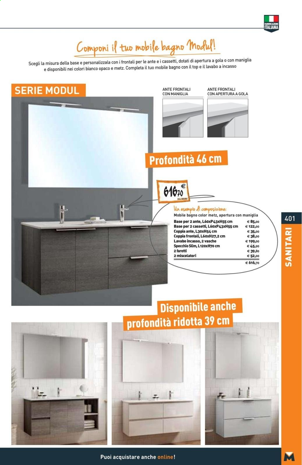 Volantino Bricoman - Prodotti in offerta - mobile da bagno. Pagina 401.