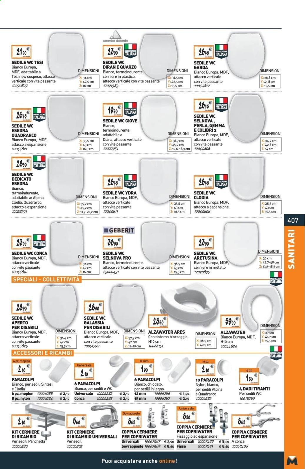 Volantino Bricoman - Prodotti in offerta - sedile WC. Pagina 407.