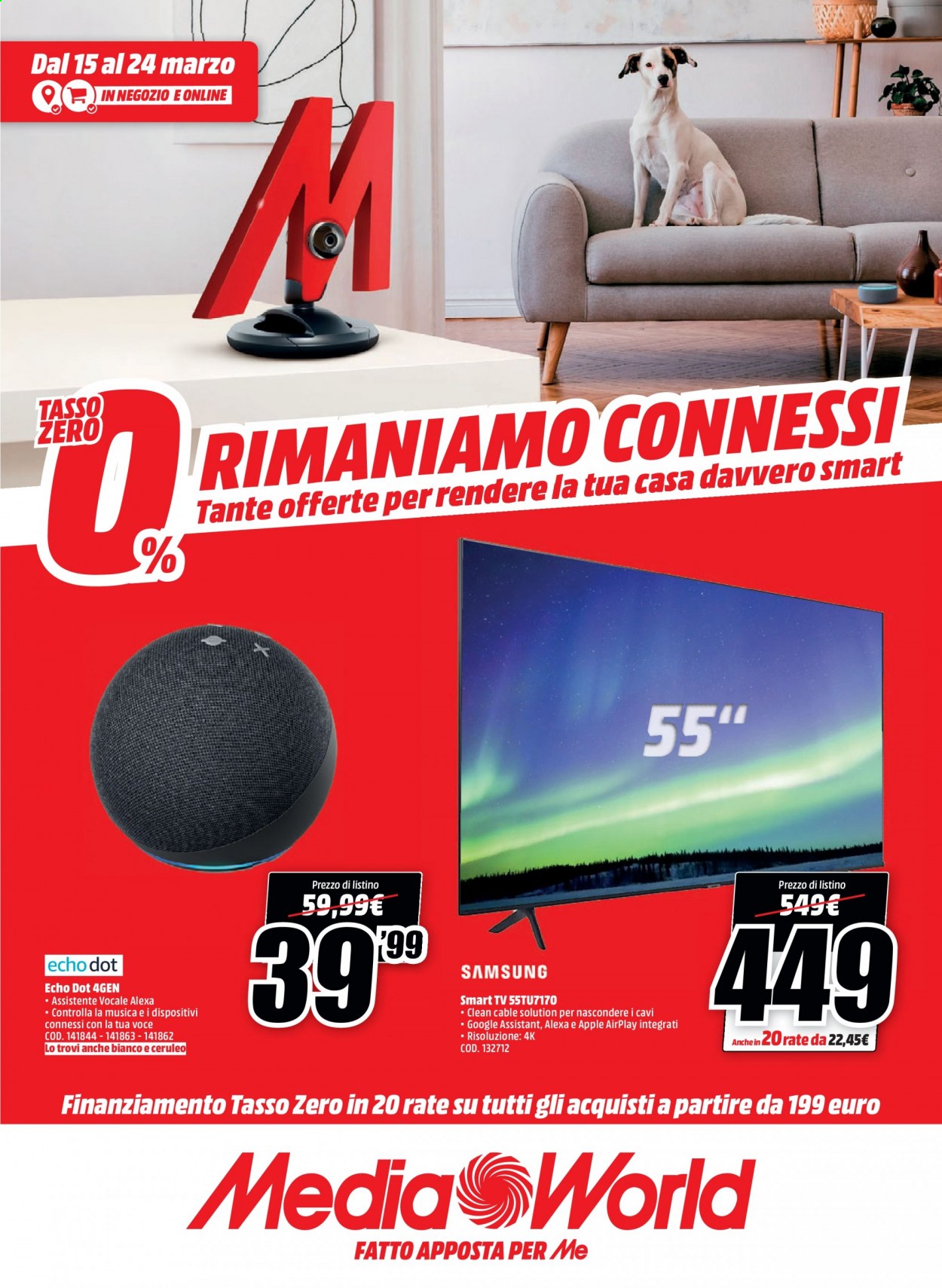 thumbnail - Volantino MediaWorld - 15/3/2021 - 24/3/2021 - Prodotti in offerta - Samsung, Smart TV, televisore. Pagina 1.