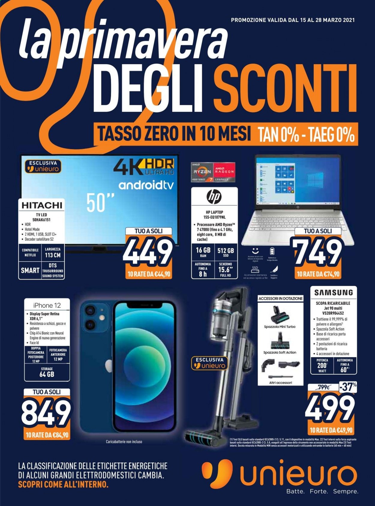 Volantino Unieuro - 15/3/2021 - 28/3/2021. Pagina 1