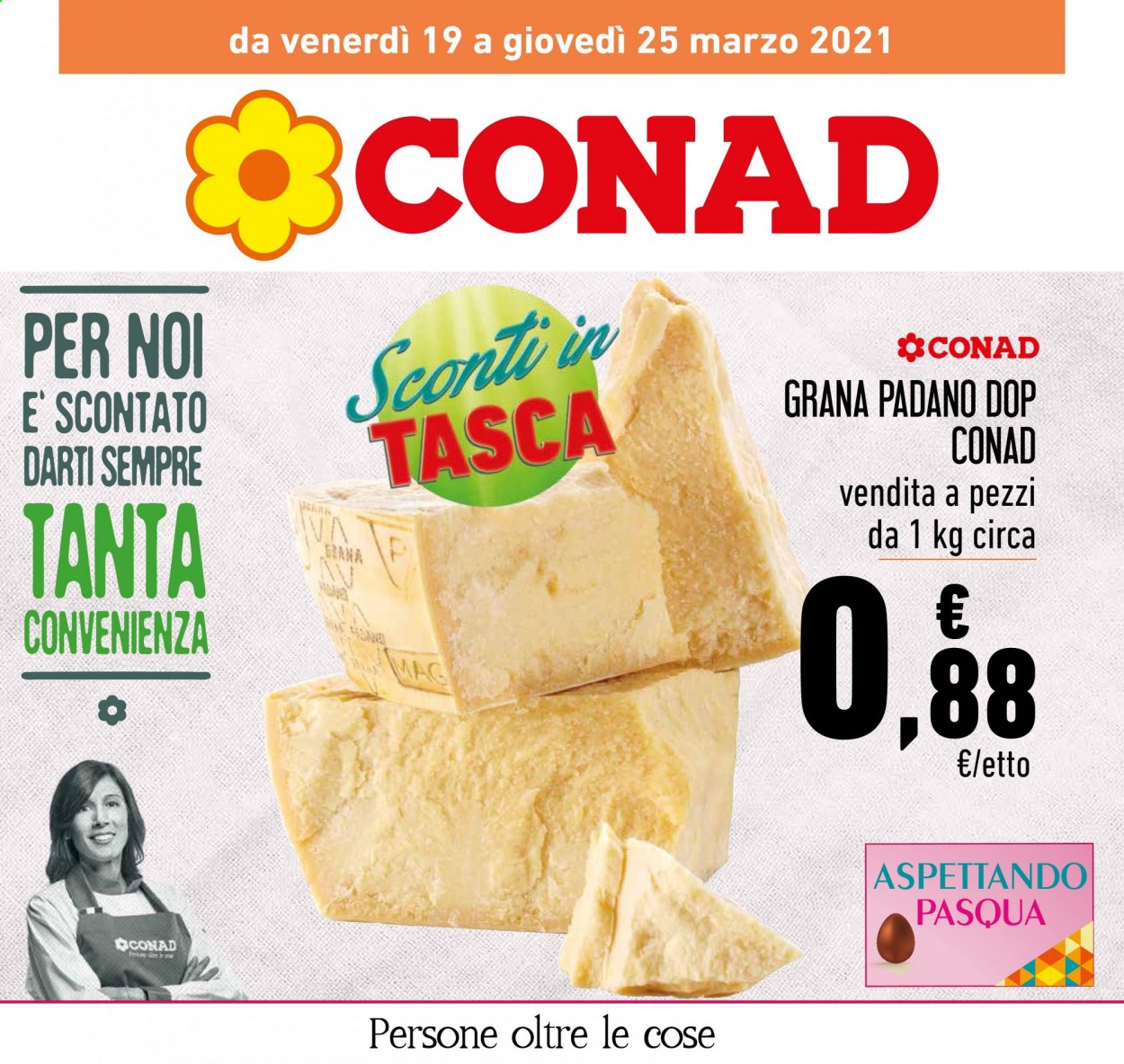 thumbnail - Volantino Conad - 19/3/2021 - 25/3/2021 - Prodotti in offerta - formaggio, Grana Padano. Pagina 1.