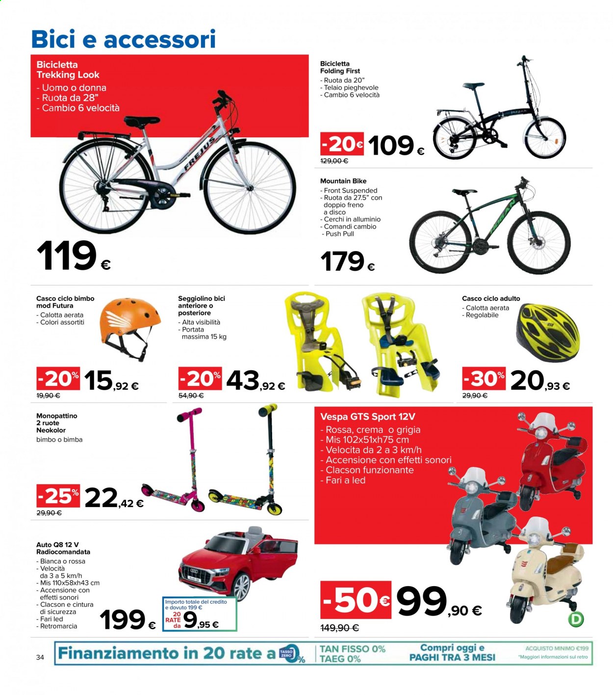 Volantino Carrefour - 22/3/2021 - 5/4/2021 - Prodotti in offerta - monopattino, telaio, bicicletta, casco. Pagina 34.