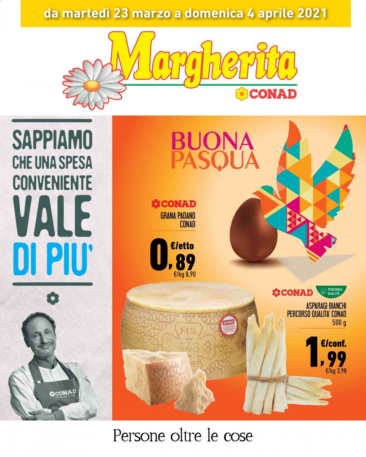 thumbnail - Volantino Conad - 23/3/2021 - 4/4/2021 - Prodotti in offerta - asparagi, formaggio, Grana Padano. Pagina 1.