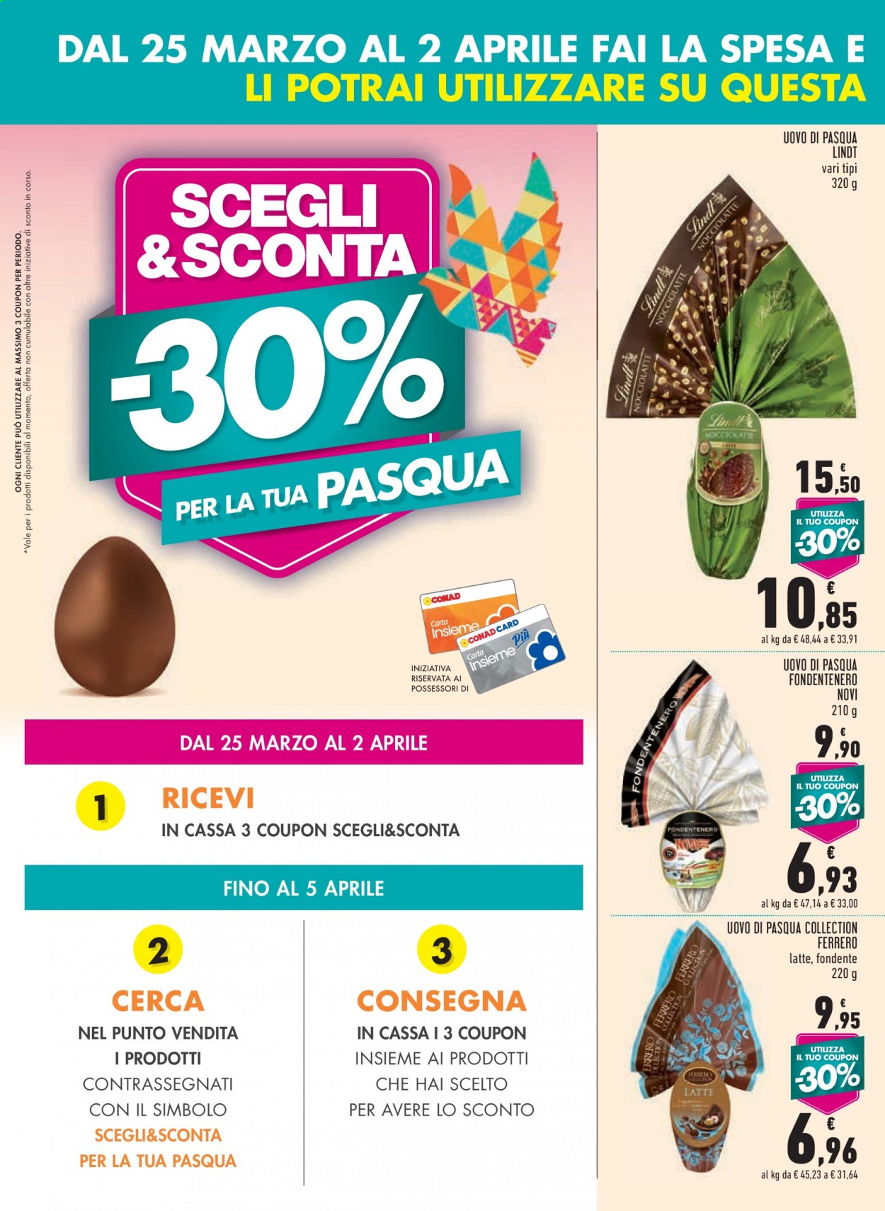thumbnail - Volantino Conad - 25/3/2021 - 5/4/2021 - Prodotti in offerta - latte, uovo di Pasqua, Ferrero. Pagina 2.