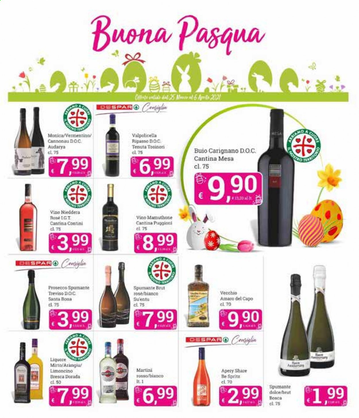 thumbnail - Volantino Despar - 25/3/2021 - 6/4/2021 - Prodotti in offerta - Martini, Valpolicella, Spumante, vino, Cannonau, liquore, Vecchio Amaro del Capo, aperitivo. Pagina 3.