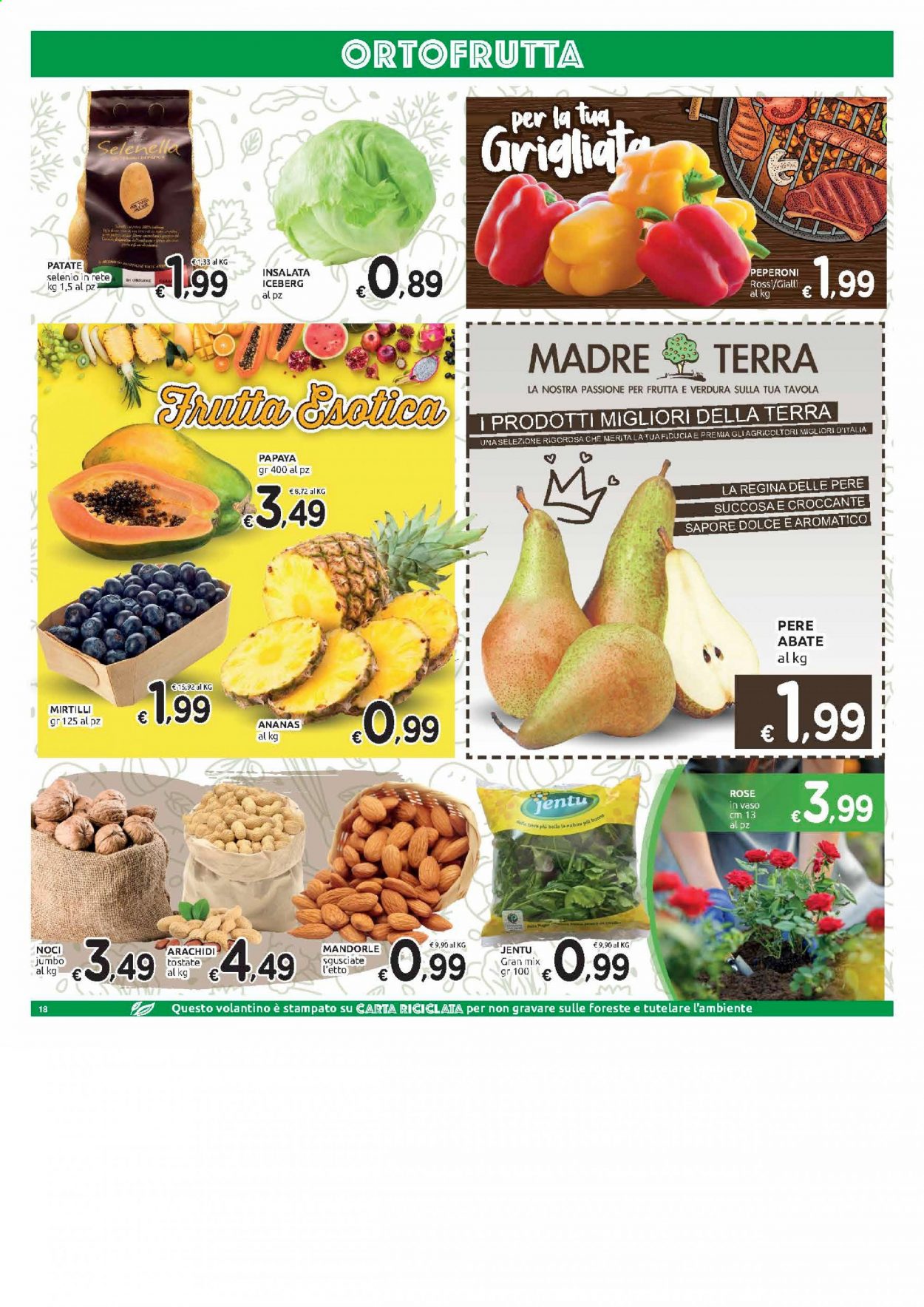 thumbnail - Volantino Carrefour - 23/3/2021 - 5/4/2021 - Prodotti in offerta - patate, peperoni, lattuga iceberg, ananas, pere, mirtilli, arachidi, mandorle, noci, Regina. Pagina 18.