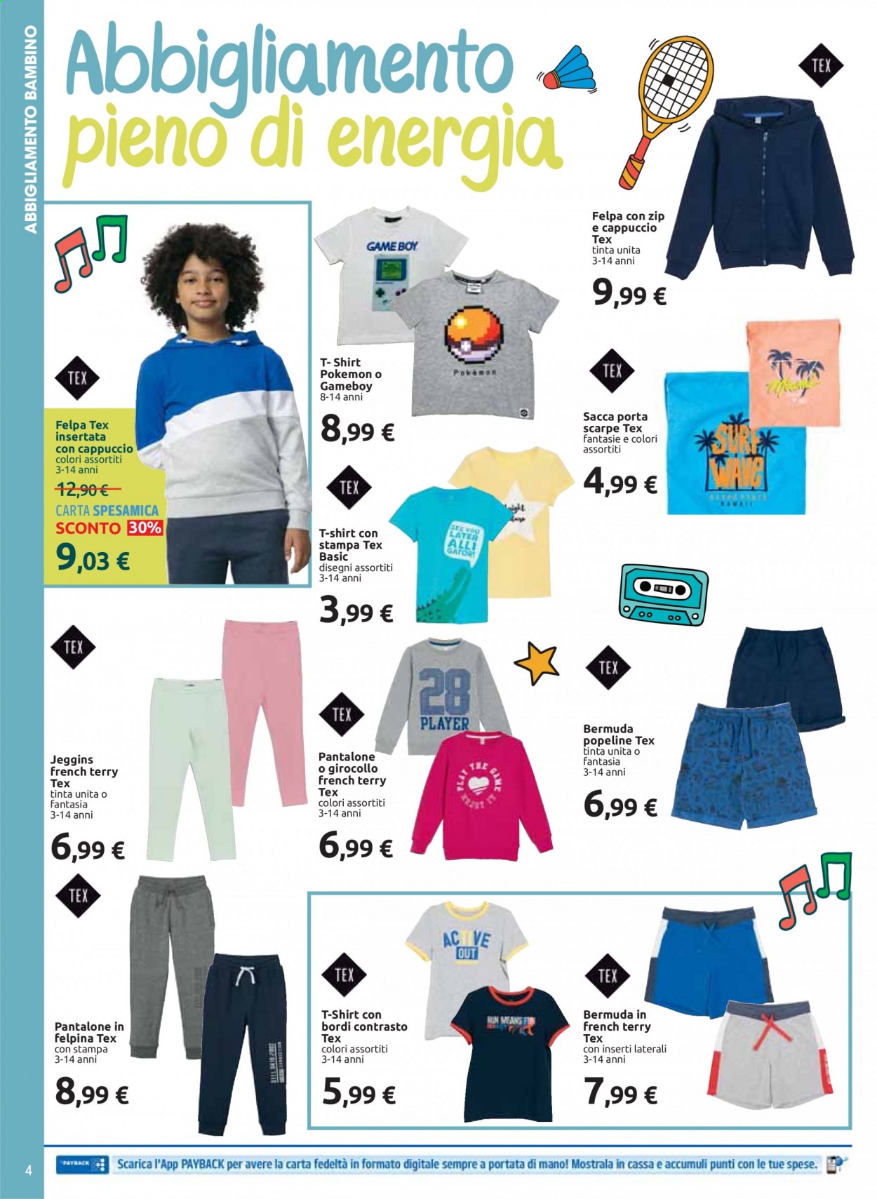 thumbnail - Volantino Carrefour - 26/3/2021 - 26/4/2021 - Prodotti in offerta - pantalone, bermuda, t-shirt, felpa, sacca. Pagina 4.