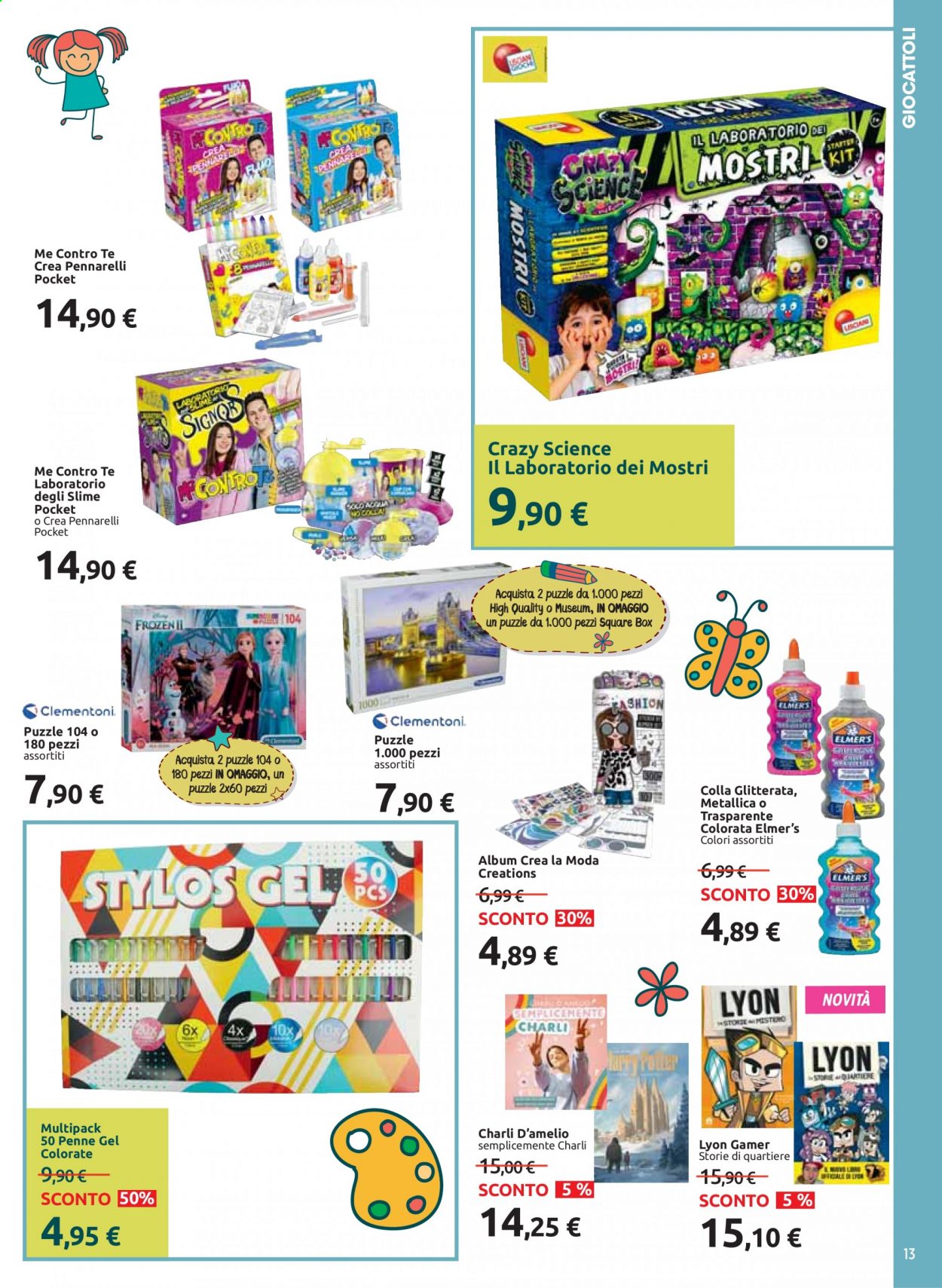 Volantino Carrefour - 26/3/2021 - 26/4/2021 - Prodotti in offerta - penne, puzzle, giocattoli, Crazy Science. Pagina 13.
