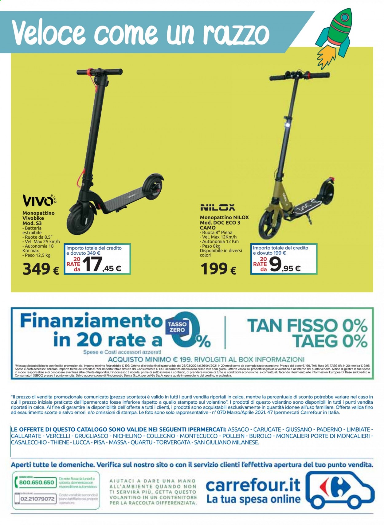 thumbnail - Volantino Carrefour - 26/3/2021 - 26/4/2021 - Prodotti in offerta - monopattino, ruota. Pagina 16.