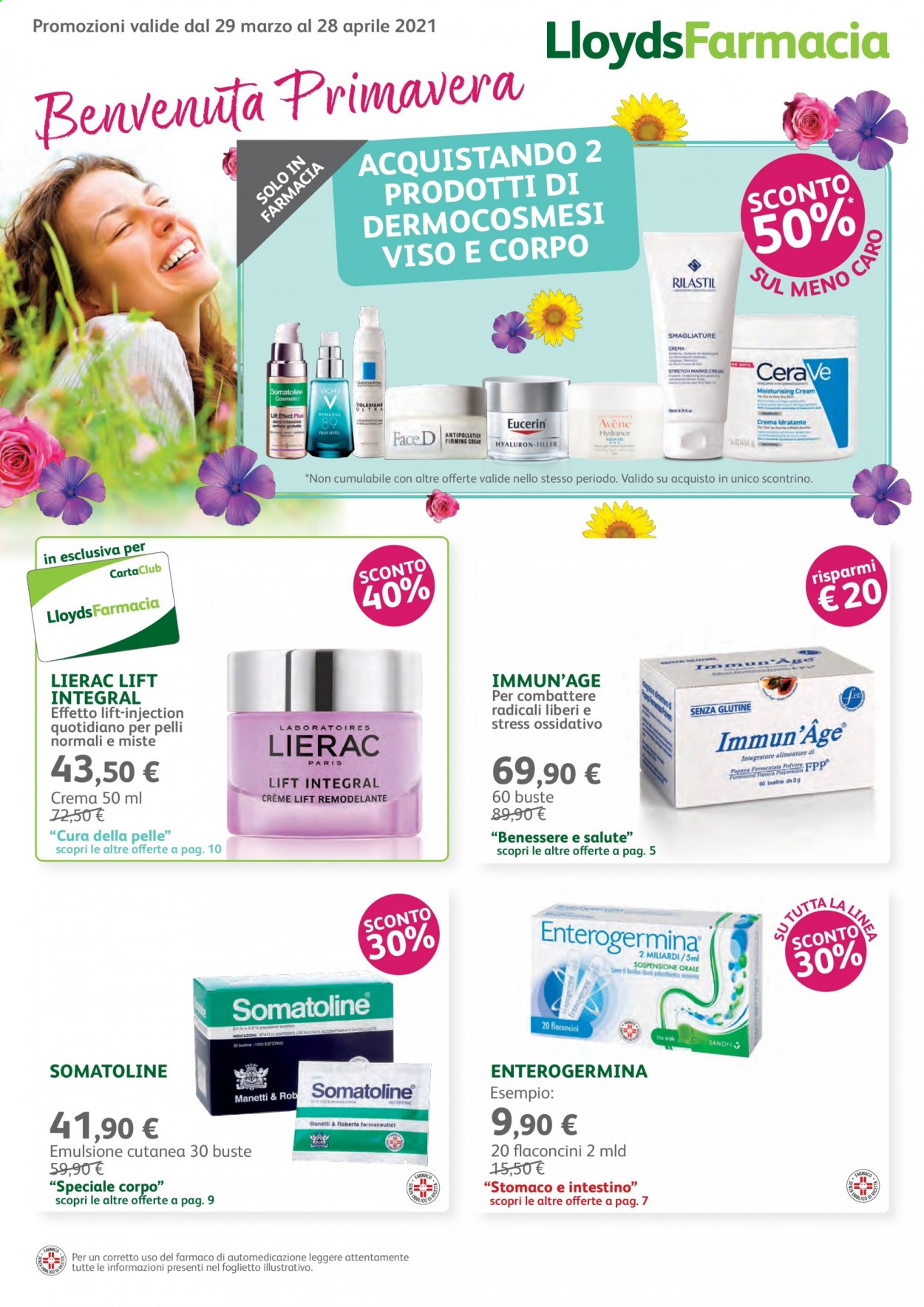 thumbnail - Volantino Lloyds Farmacia - 29/3/2021 - 28/4/2021 - Prodotti in offerta - Lierac, Enterogermina. Pagina 1.