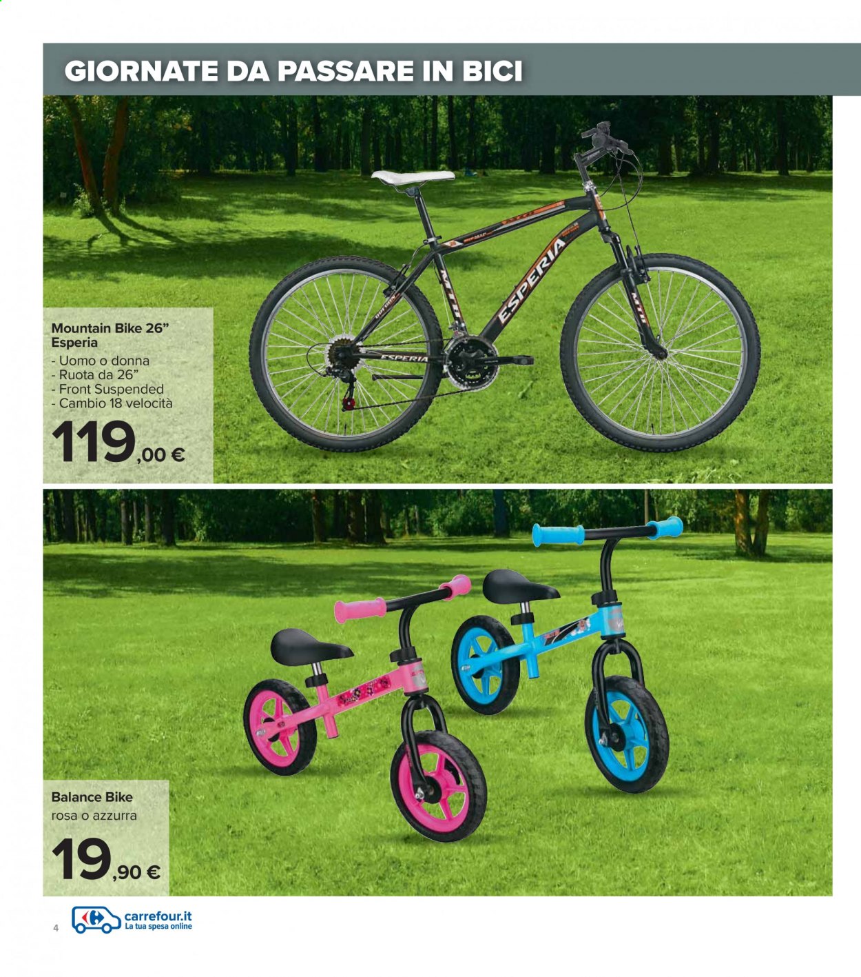 thumbnail - Volantino Carrefour - 1/4/2021 - 2/5/2021 - Prodotti in offerta - bicicletta, mountain bike, cavalcabile, ruota. Pagina 4.