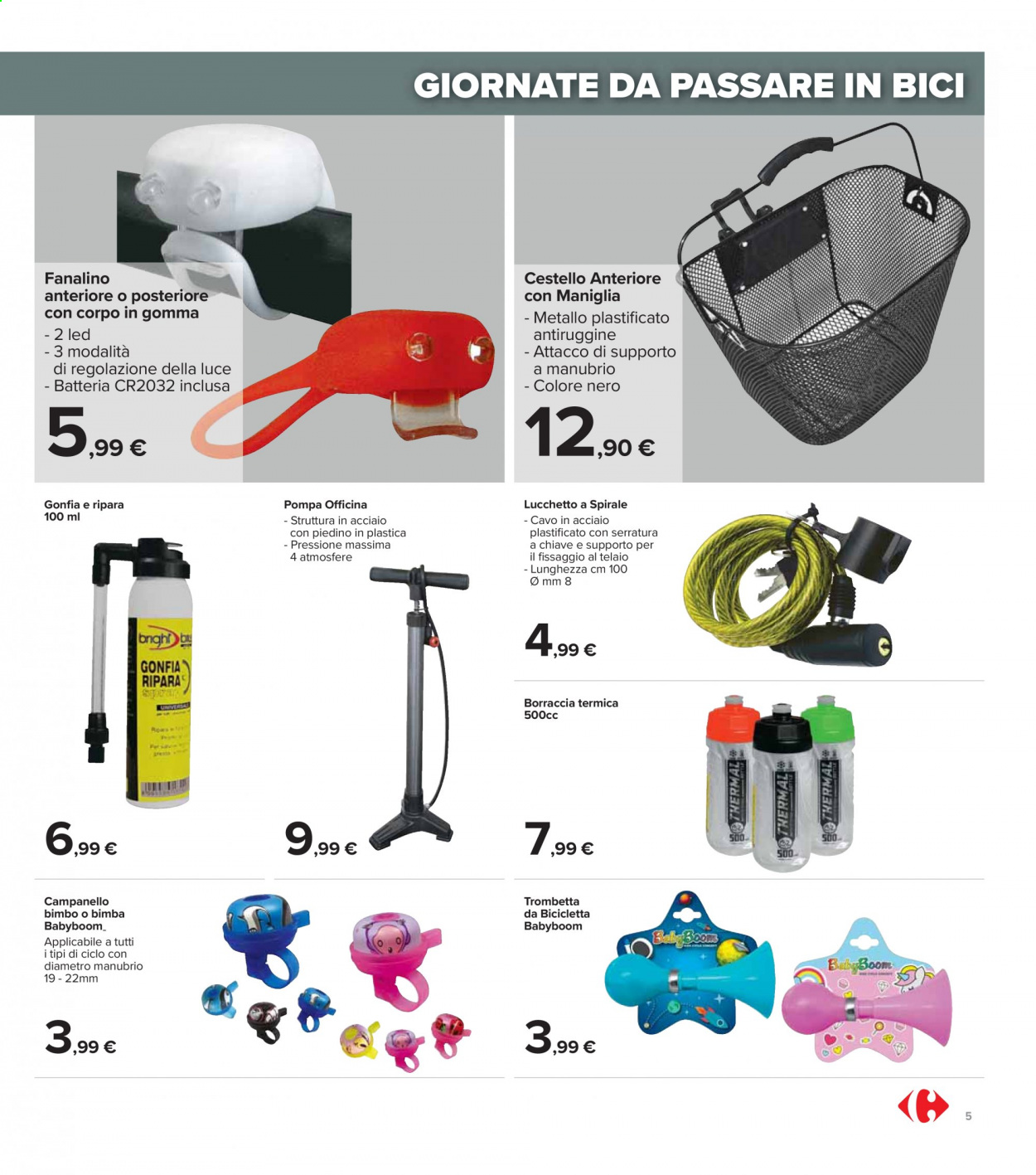 thumbnail - Volantino Carrefour - 1/4/2021 - 2/5/2021 - Prodotti in offerta - pompa, cestello, borraccia, bicicletta, serratura. Pagina 5.