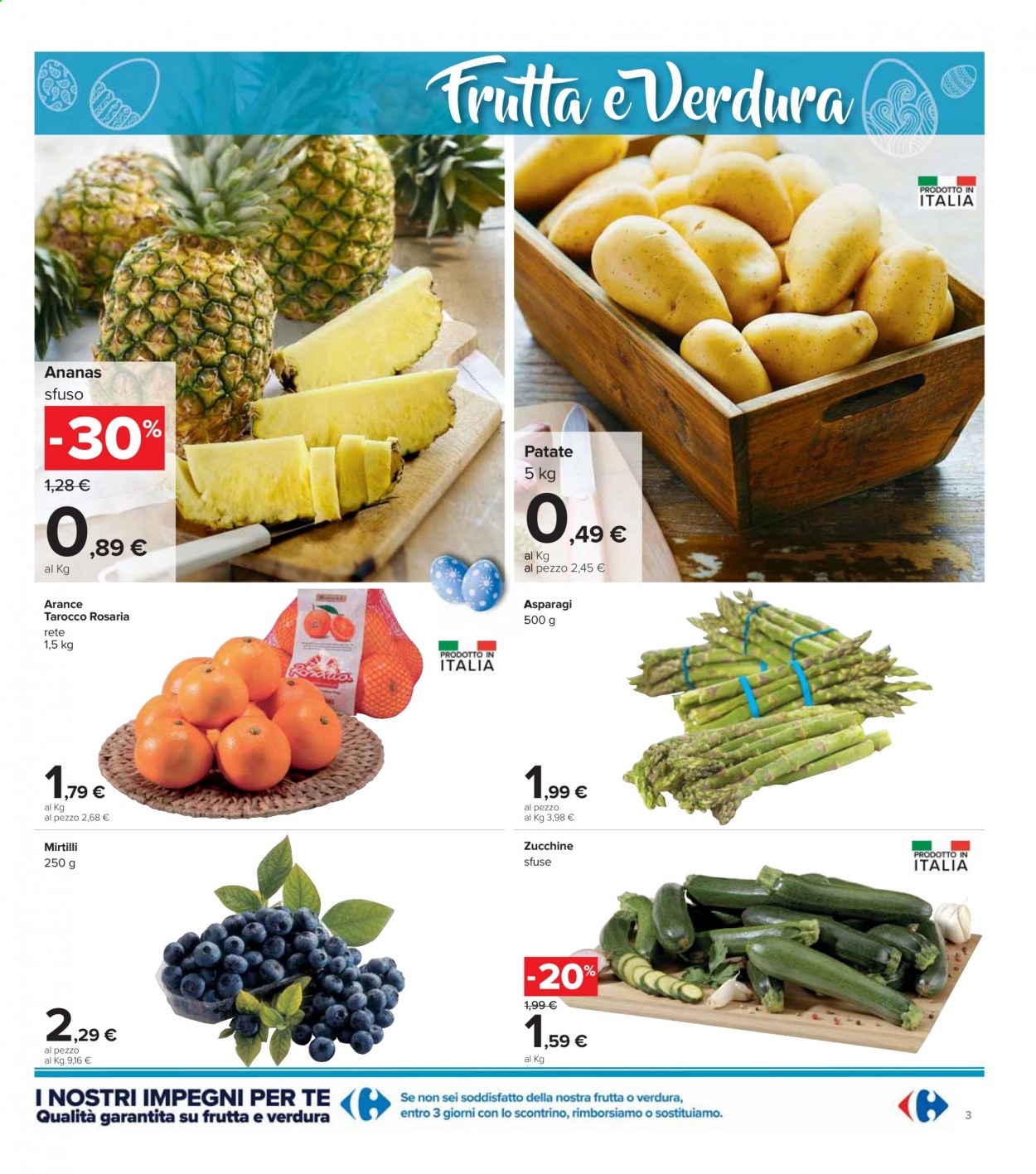 thumbnail - Volantino Carrefour - 29/3/2021 - 5/4/2021 - Prodotti in offerta - patate, zucchine, asparagi, ananas, arance, mirtilli. Pagina 3.
