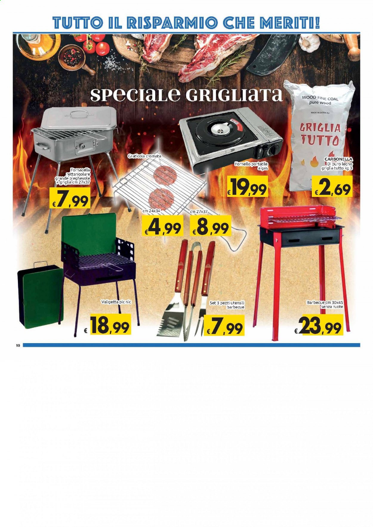 Volantino Carrefour - 30/3/2021 - 11/4/2021 - Prodotti in offerta - valigetta, carbonella, barbecue. Pagina 10.