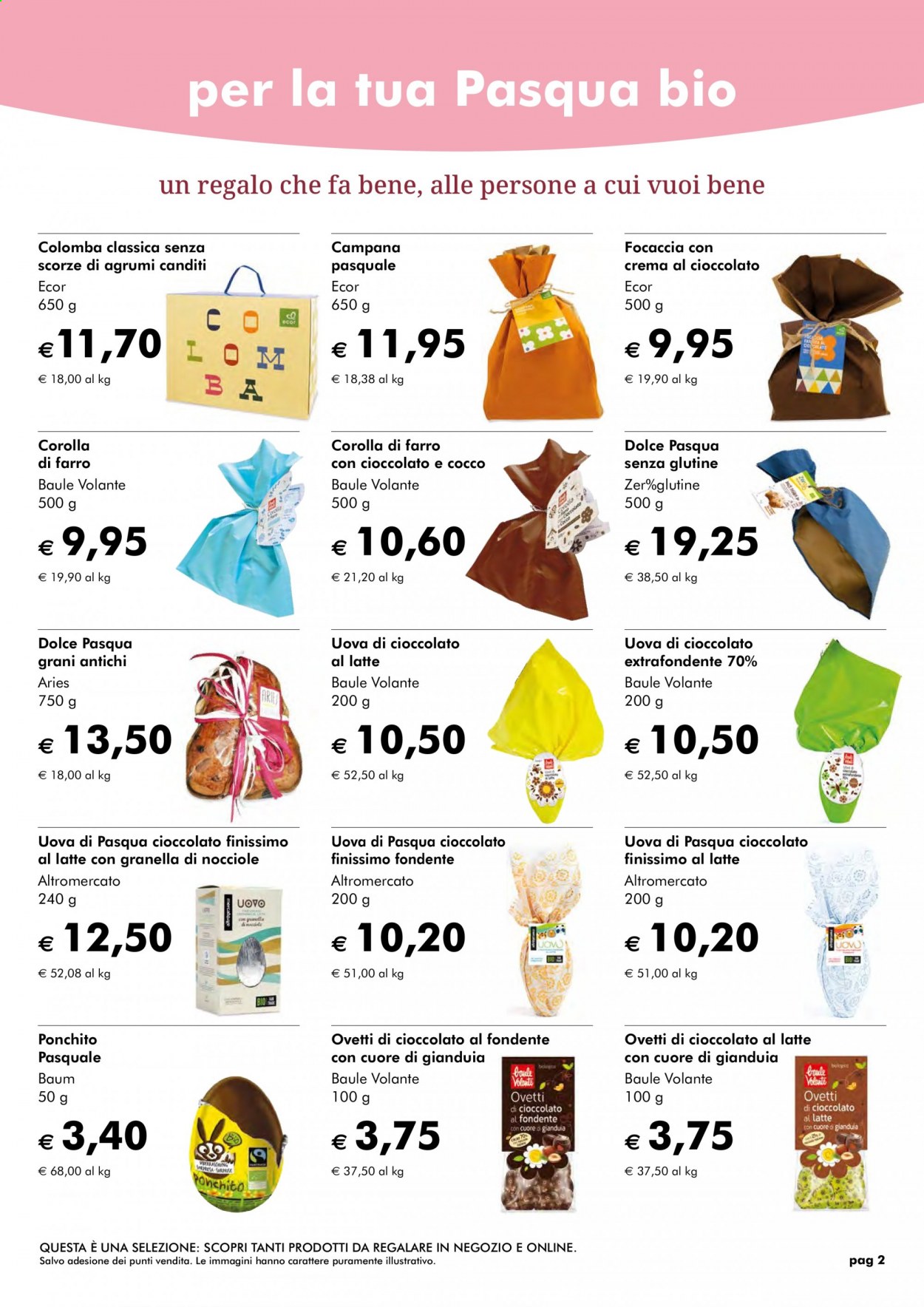 thumbnail - Volantino Natura Sì - Prodotti in offerta - focaccia, colomba, gianduia, uovo di Pasqua, canditi. Pagina 2.