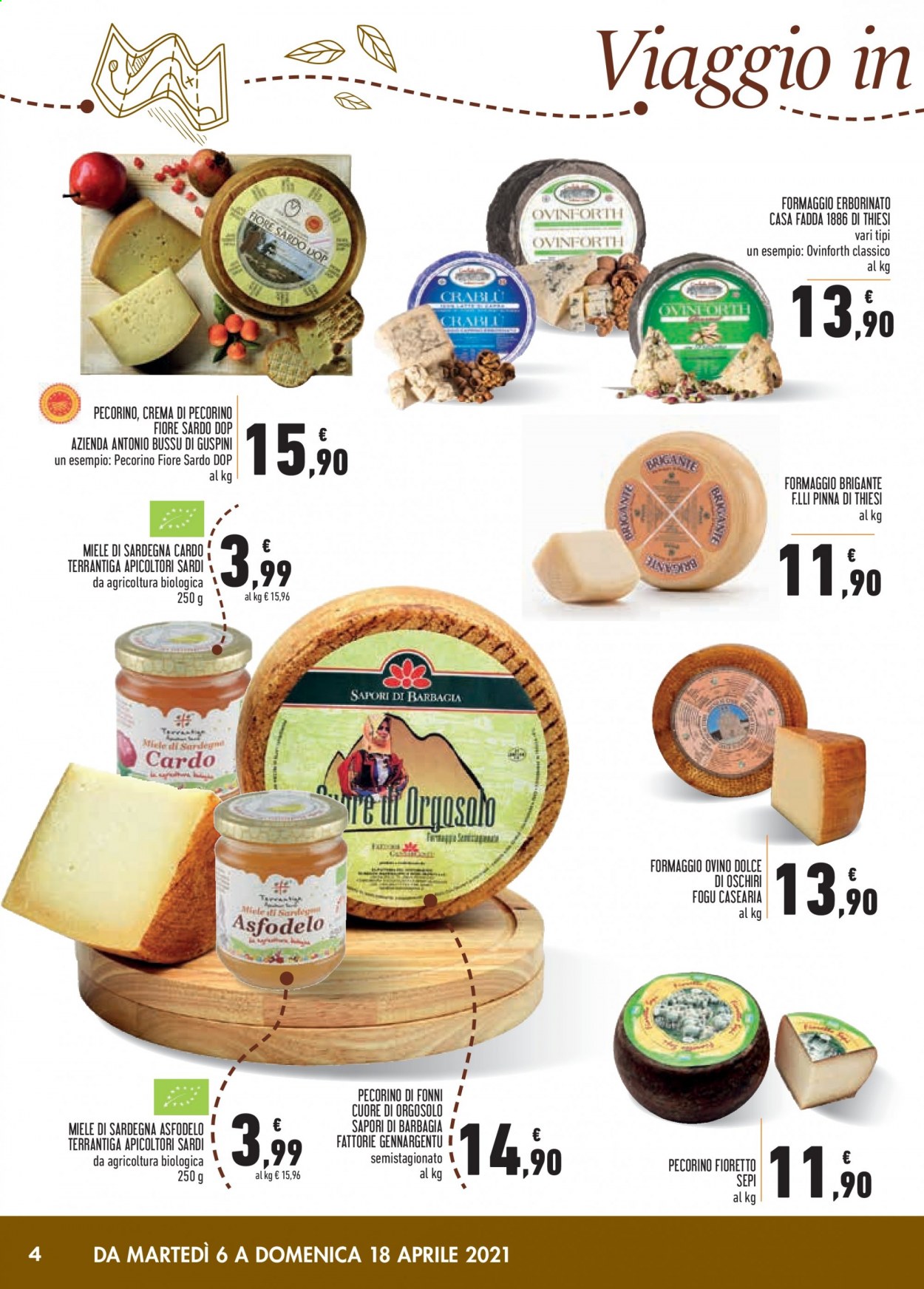 thumbnail - Volantino Conad - 6/4/2021 - 18/4/2021 - Prodotti in offerta - formaggio, pecorino, miele. Pagina 4.