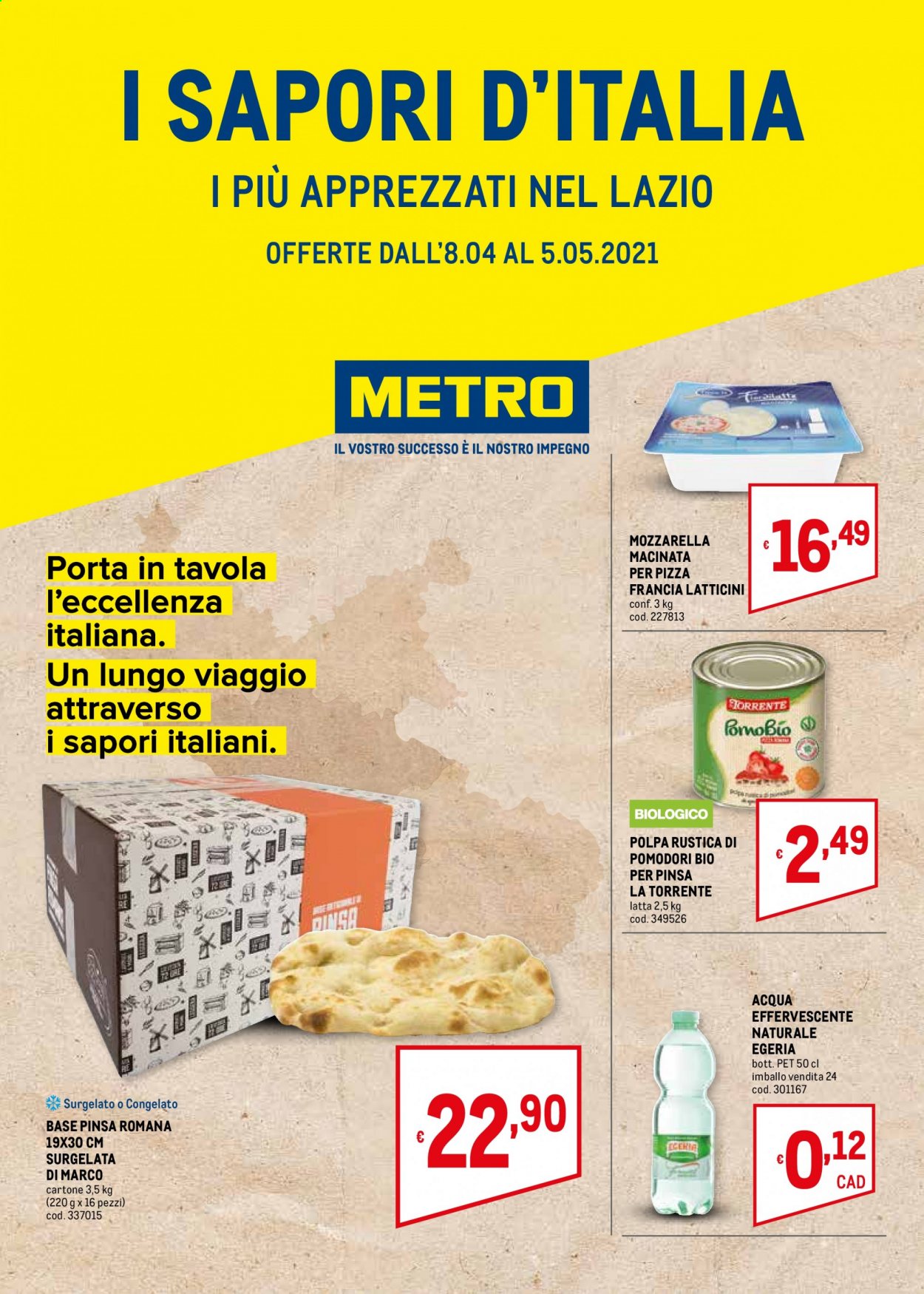 thumbnail - Volantino Metro - 8/4/2021 - 5/5/2021 - Prodotti in offerta - base pinsa, formaggio, mozzarella, La Torrente. Pagina 1.