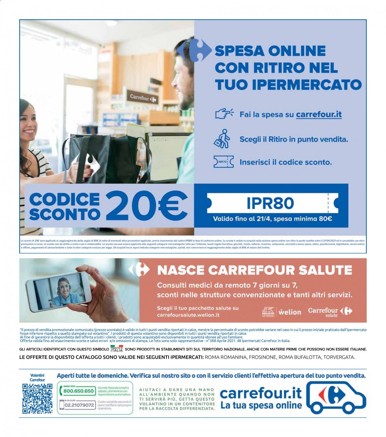 Volantino Carrefour - 6/4/2021 - 21/4/2021 - Prodotti in offerta - Dell, latte. Pagina 50.