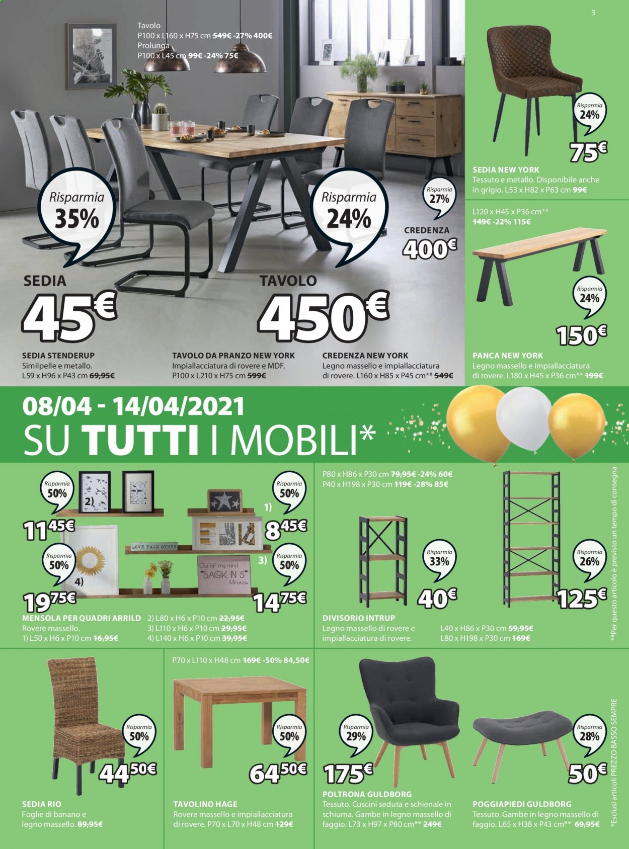 thumbnail - Volantino JYSK - 8/4/2021 - 21/4/2021 - Prodotti in offerta - poltrona, tavolino, mensola, tavolo da pranzo, sedia. Pagina 3.
