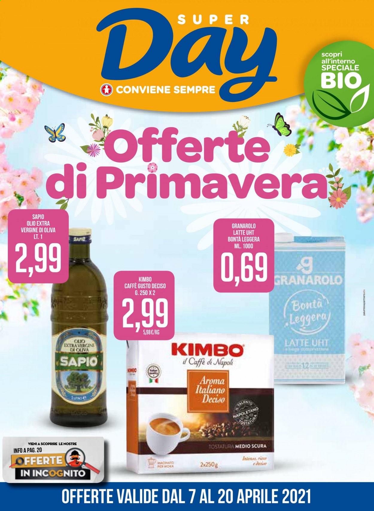 thumbnail - Volantino Sigma - 7/4/2021 - 20/4/2021 - Prodotti in offerta - Granarolo, latte, olio, olio extra vergine di oliva, Kimbo. Pagina 1.