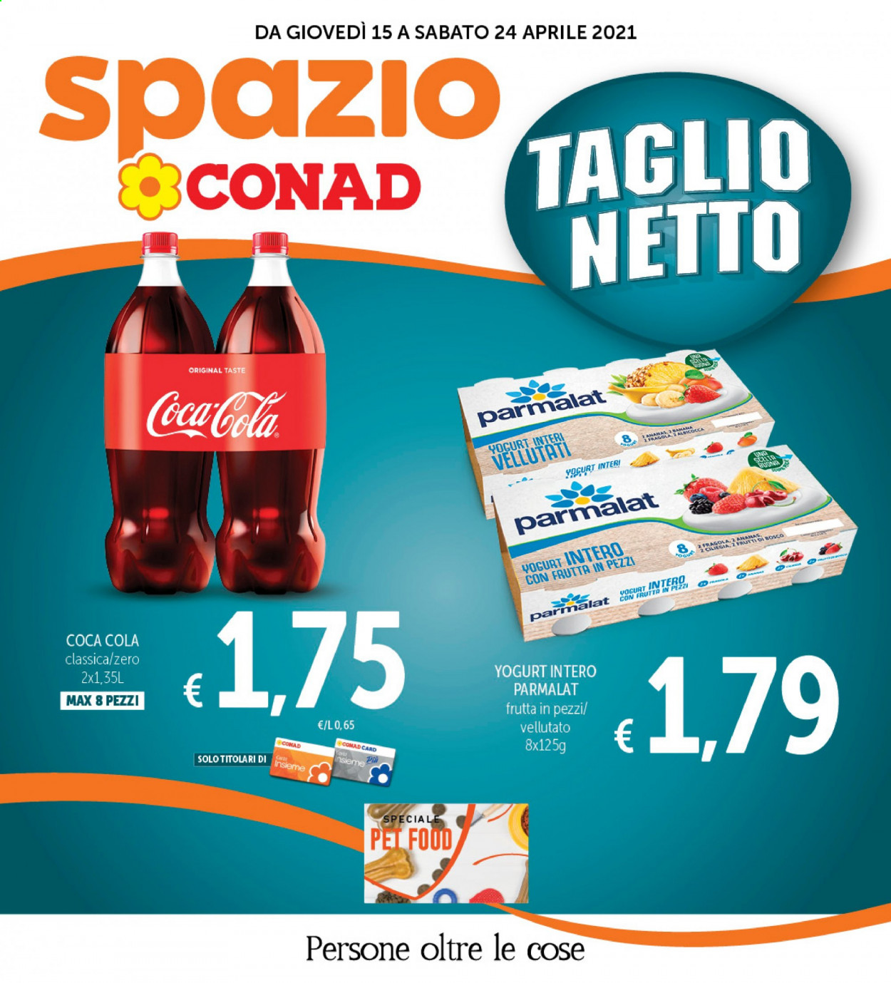 thumbnail - Volantino Conad - 15/4/2021 - 24/4/2021 - Prodotti in offerta - Parmalat, yogurt, Coca Cola, bibita gassata. Pagina 1.