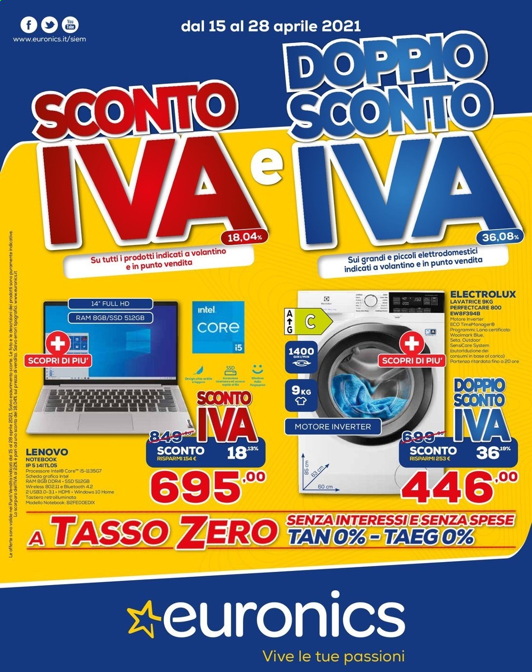 Volantino Euronics - 15/4/2021 - 28/4/2021. Pagina 1