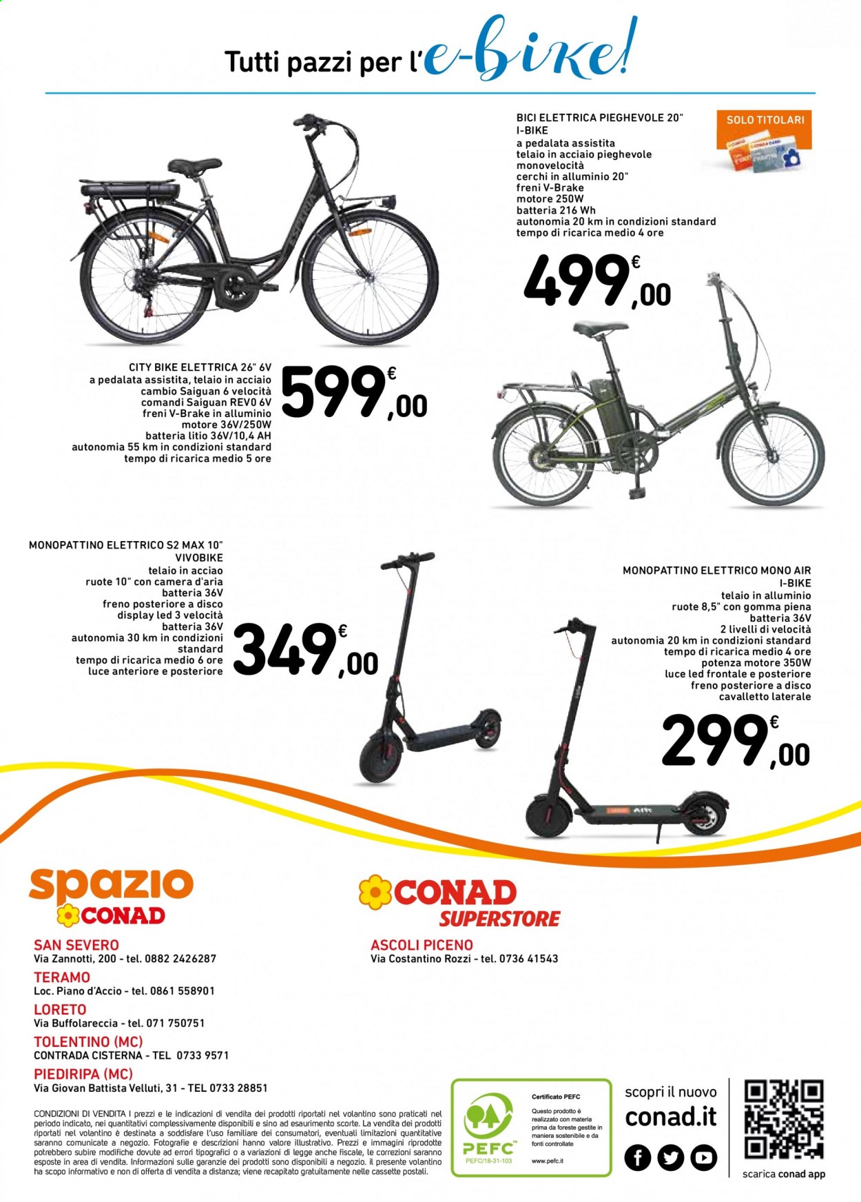 thumbnail - Volantino Conad - 26/4/2021 - 26/5/2021 - Prodotti in offerta - monopattino elettrico, monopattino, bici elettrica, bicicletta, luce LED, cisterna. Pagina 4.