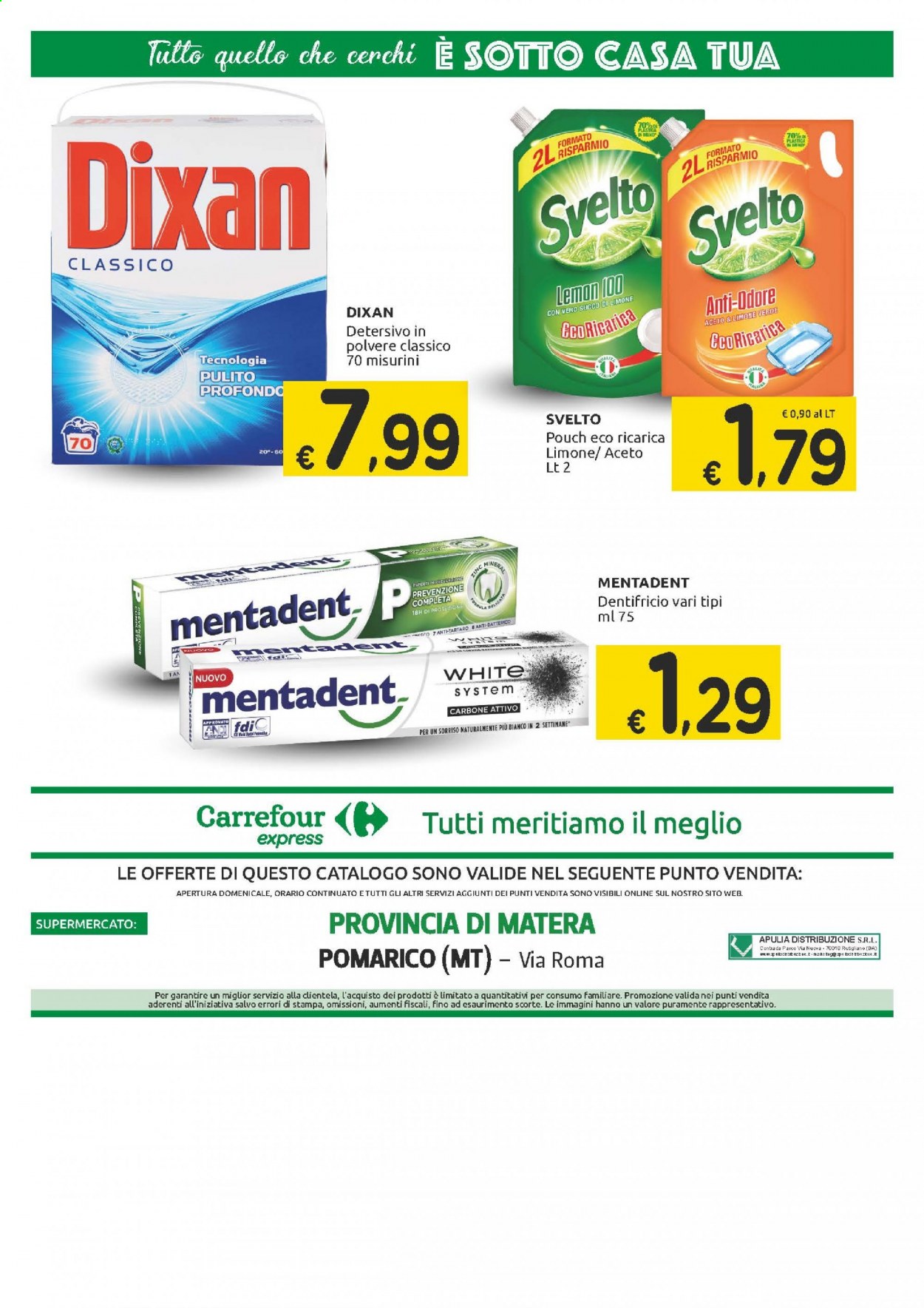 Volantino Carrefour - 20/4/2021 - 1/5/2021 - Prodotti in offerta - aceto, detersivo, Dixan, Svelto, dentifricio, Mentadent. Pagina 8.