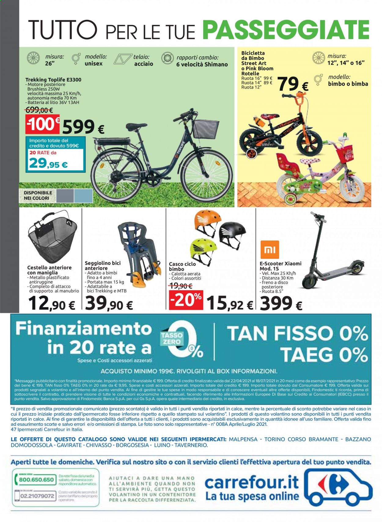Volantino Carrefour - 22/4/2021 - 18/7/2021 - Prodotti in offerta - Shimano, Dell, cestello, telaio, bicicletta, casco. Pagina 2.