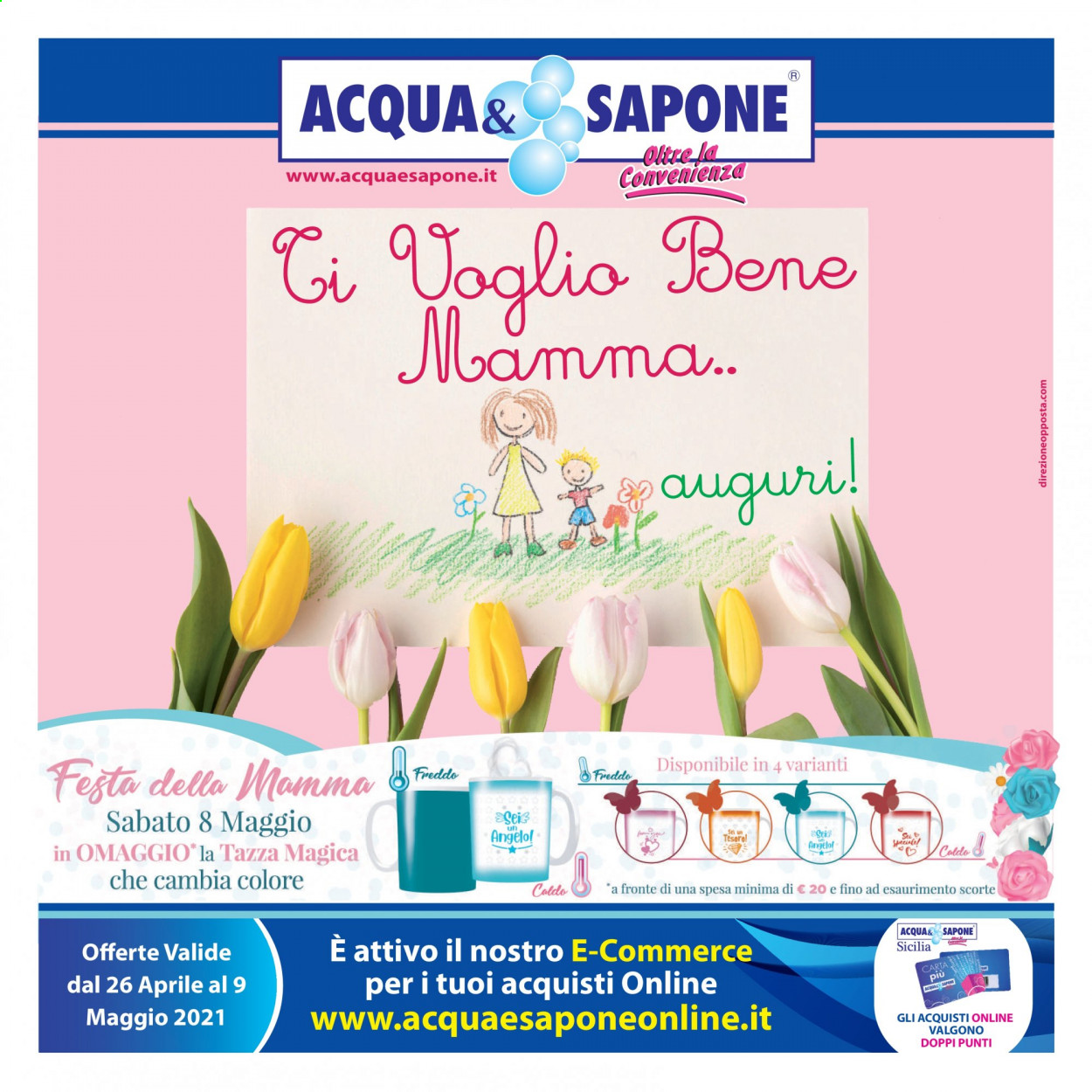 thumbnail - Volantino Acqua & Sapone - 26/4/2021 - 9/5/2021 - Prodotti in offerta - sapone, angelo. Pagina 1.