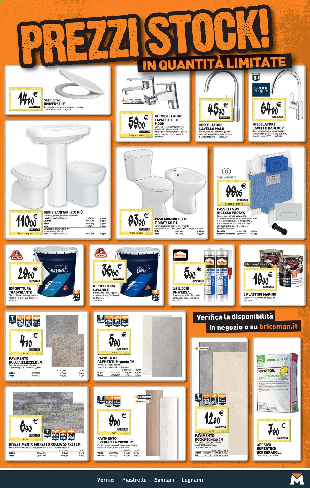 Volantino Bricoman - Prodotti in offerta - sedile WC, vaso, bidet, pavimento. Pagina 3.