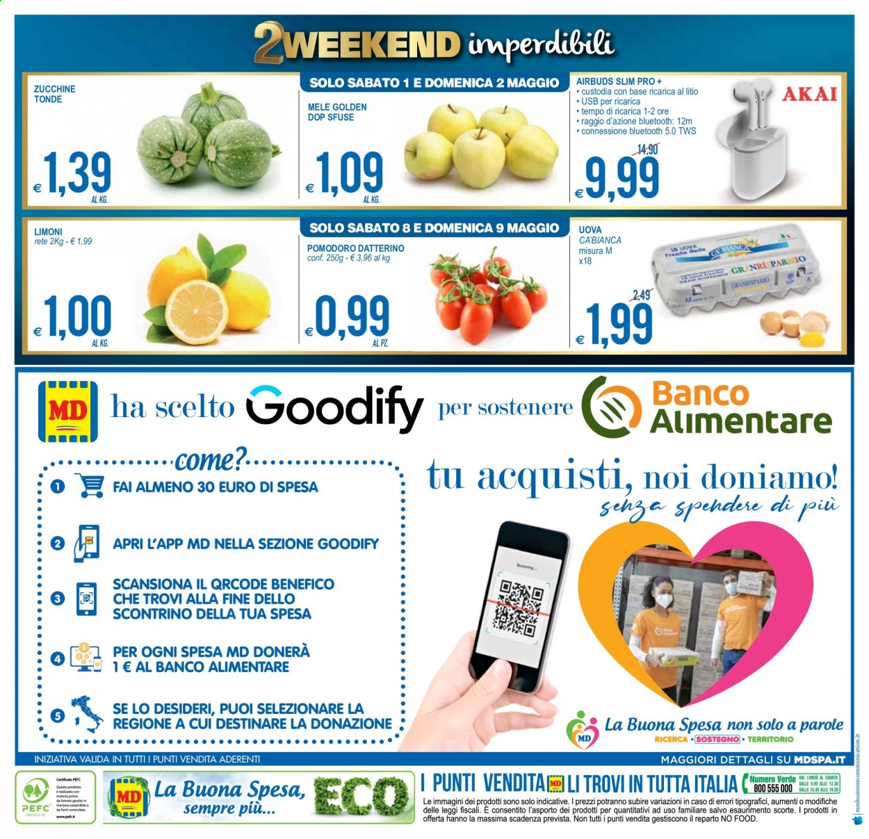 thumbnail - Volantino MD Discount - 29/4/2021 - 9/5/2021 - Prodotti in offerta - zucchine, pomodorini, mele, limoni, uova. Pagina 24.