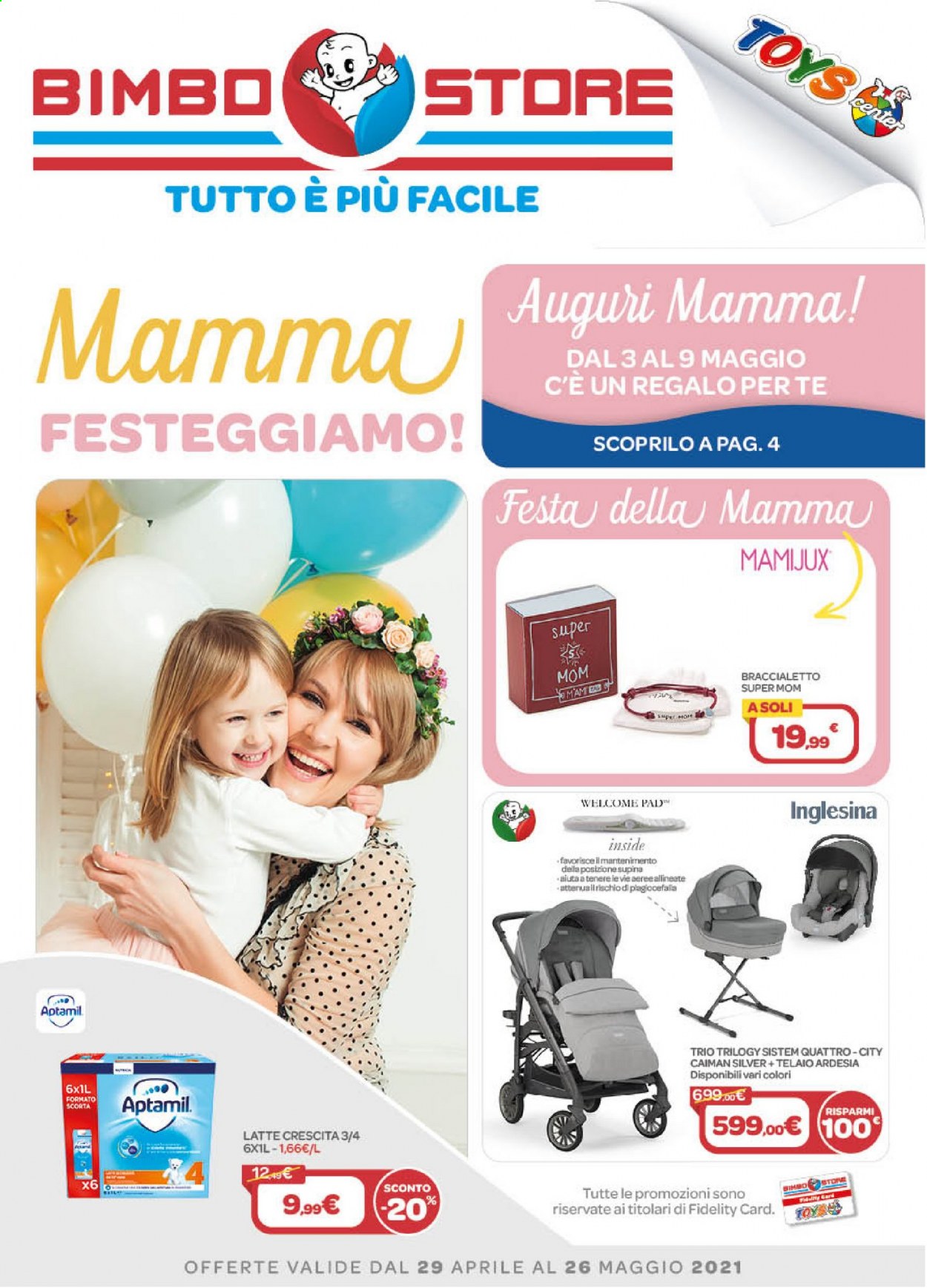 thumbnail - Volantino Bimbo Store - 29/4/2021 - 26/5/2021 - Prodotti in offerta - Aptamil, bracciale, Inglesina. Pagina 1.